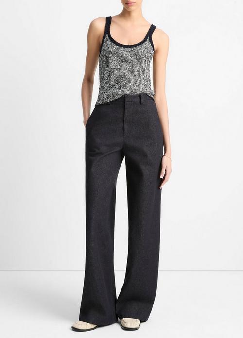 Italian Cotton High-Waist Wide-Leg Pant