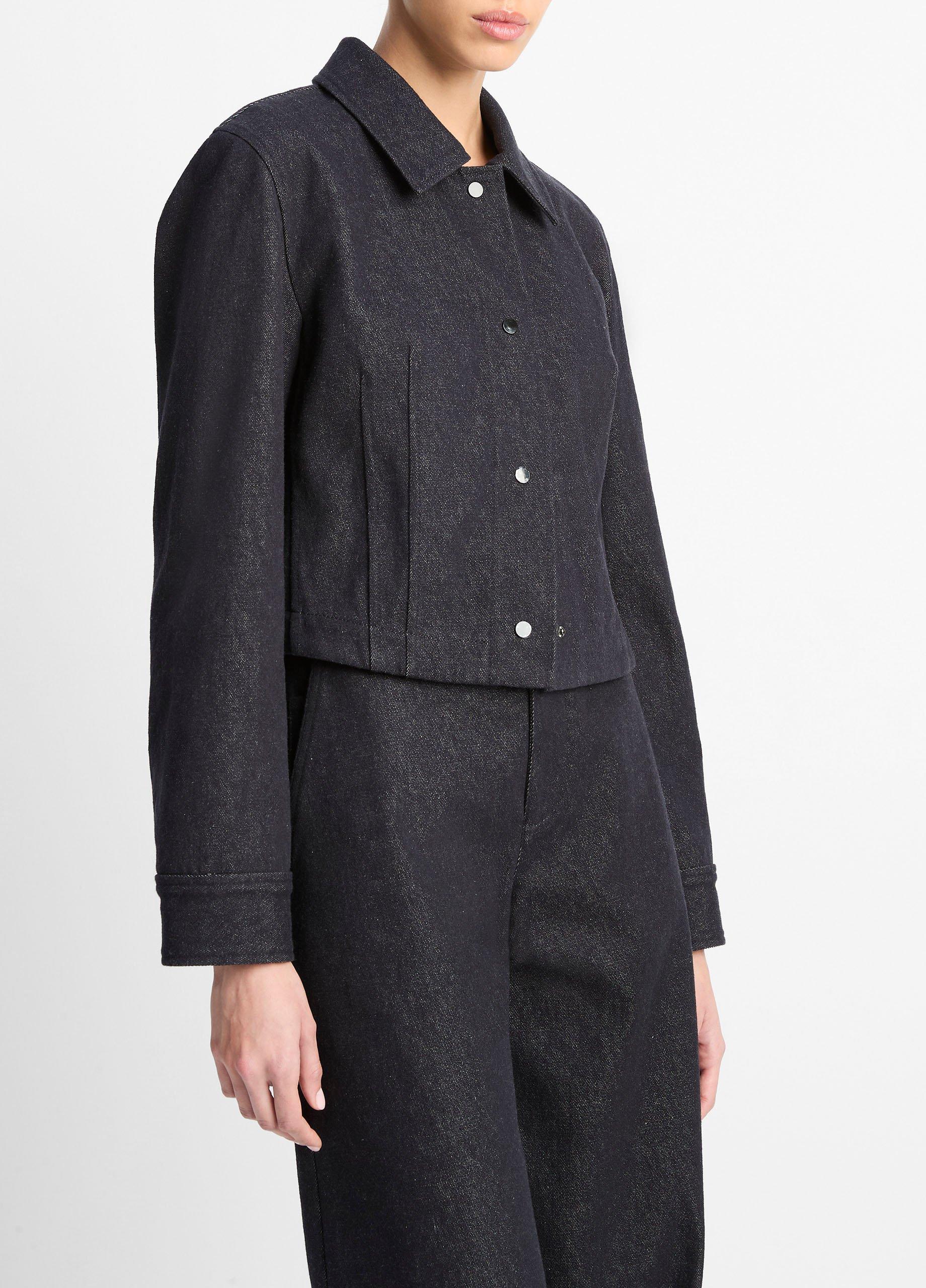 Italian Cotton Cropped Slim Shirt Jacket image number 1