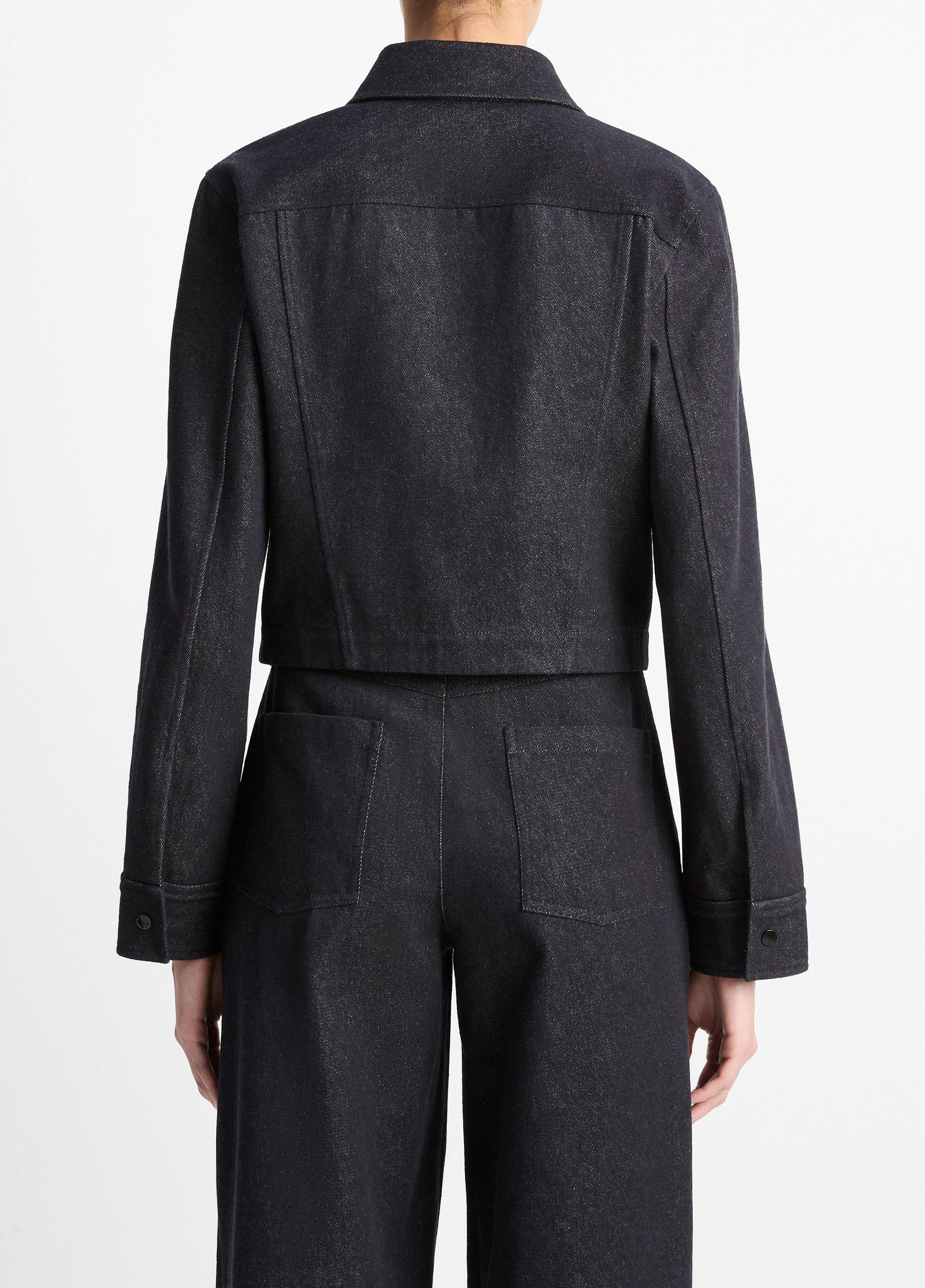 Italian Cotton Cropped Slim Shirt Jacket image number 2