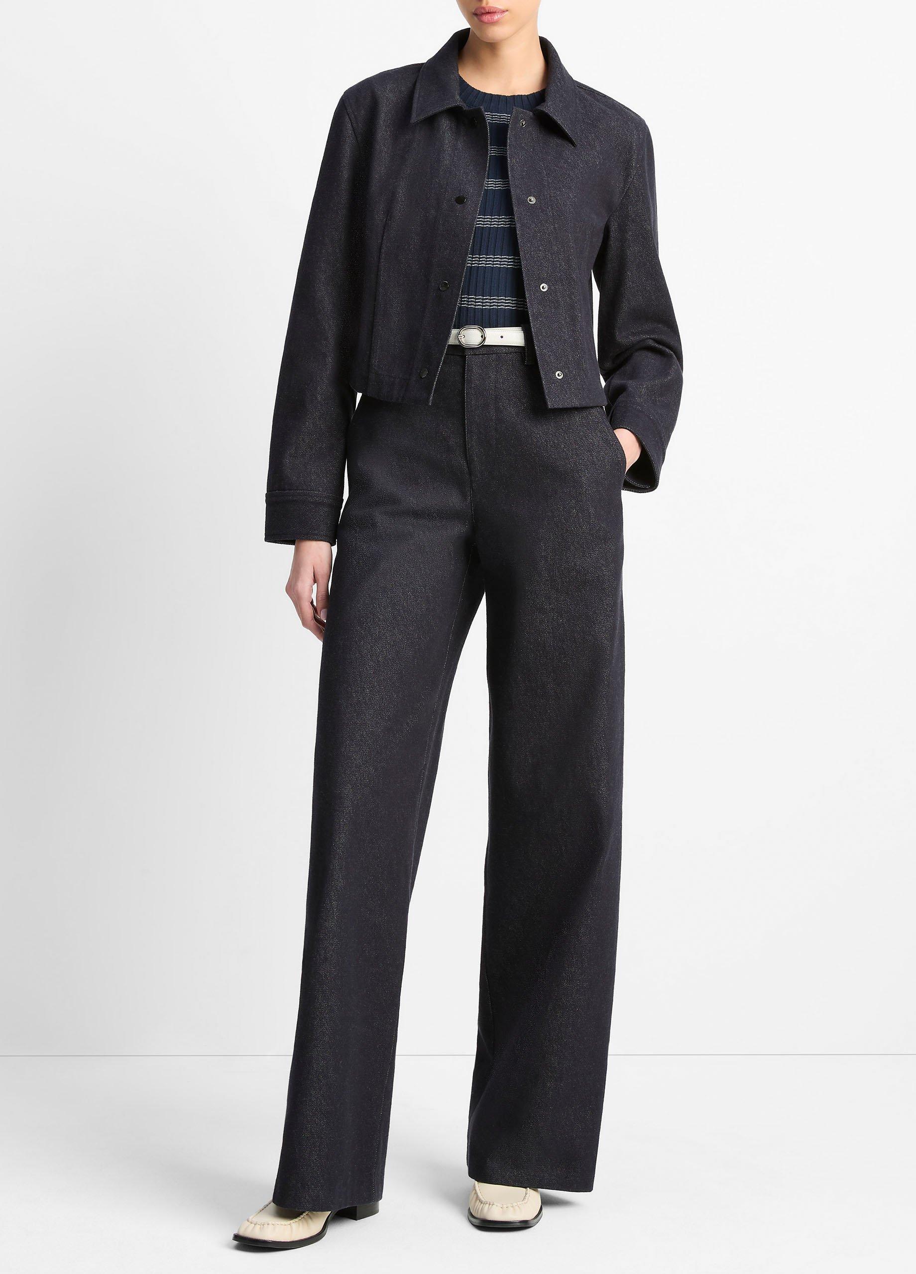 Italian Cotton Cropped Slim Shirt Jacket image number 3