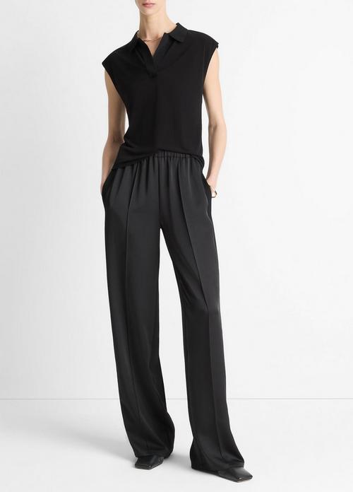 Side-Strap Crepe Pull-On Pant