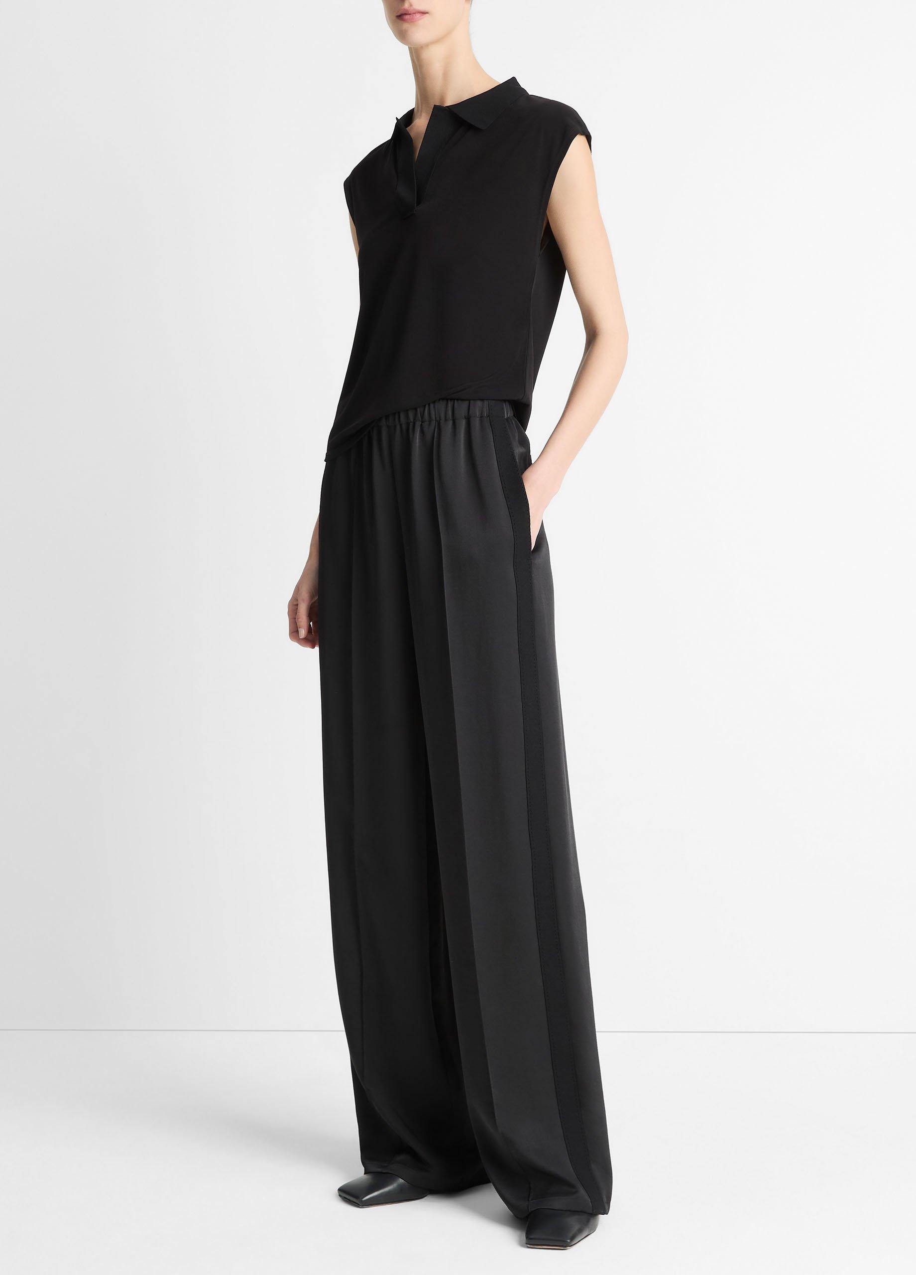 Side-Strap Crepe Pull-On Pant in Trousers | Vince