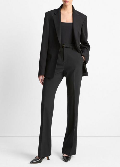 Belted High-Waist Slim Flare Trouser