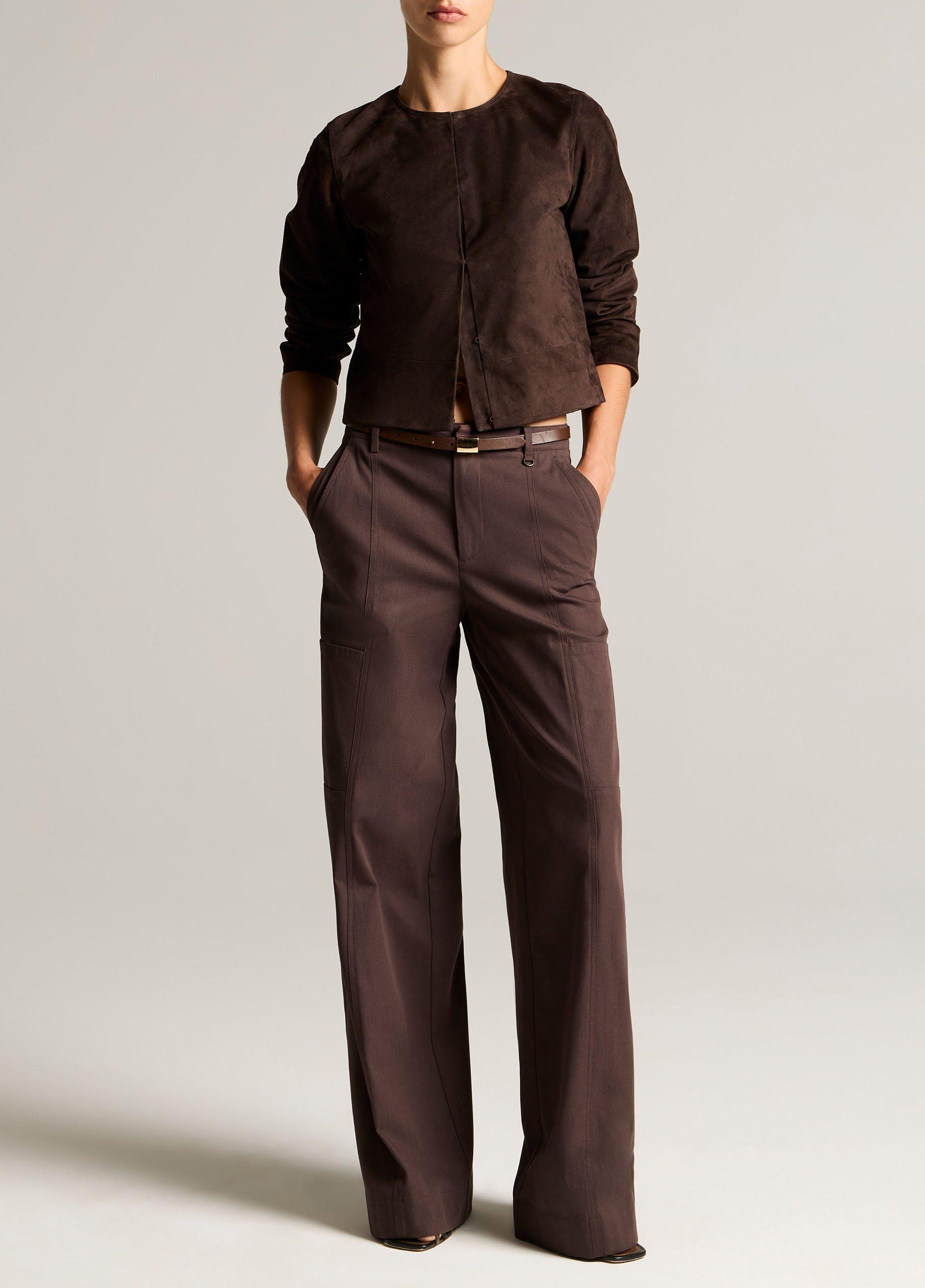 Collarless Cropped Suede Jacket image number 3