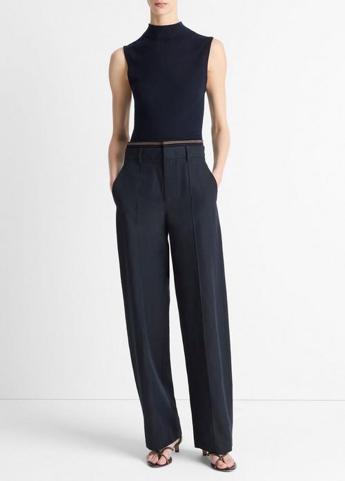 Rib-Trim Cotton-Blend High-Waist Trouser