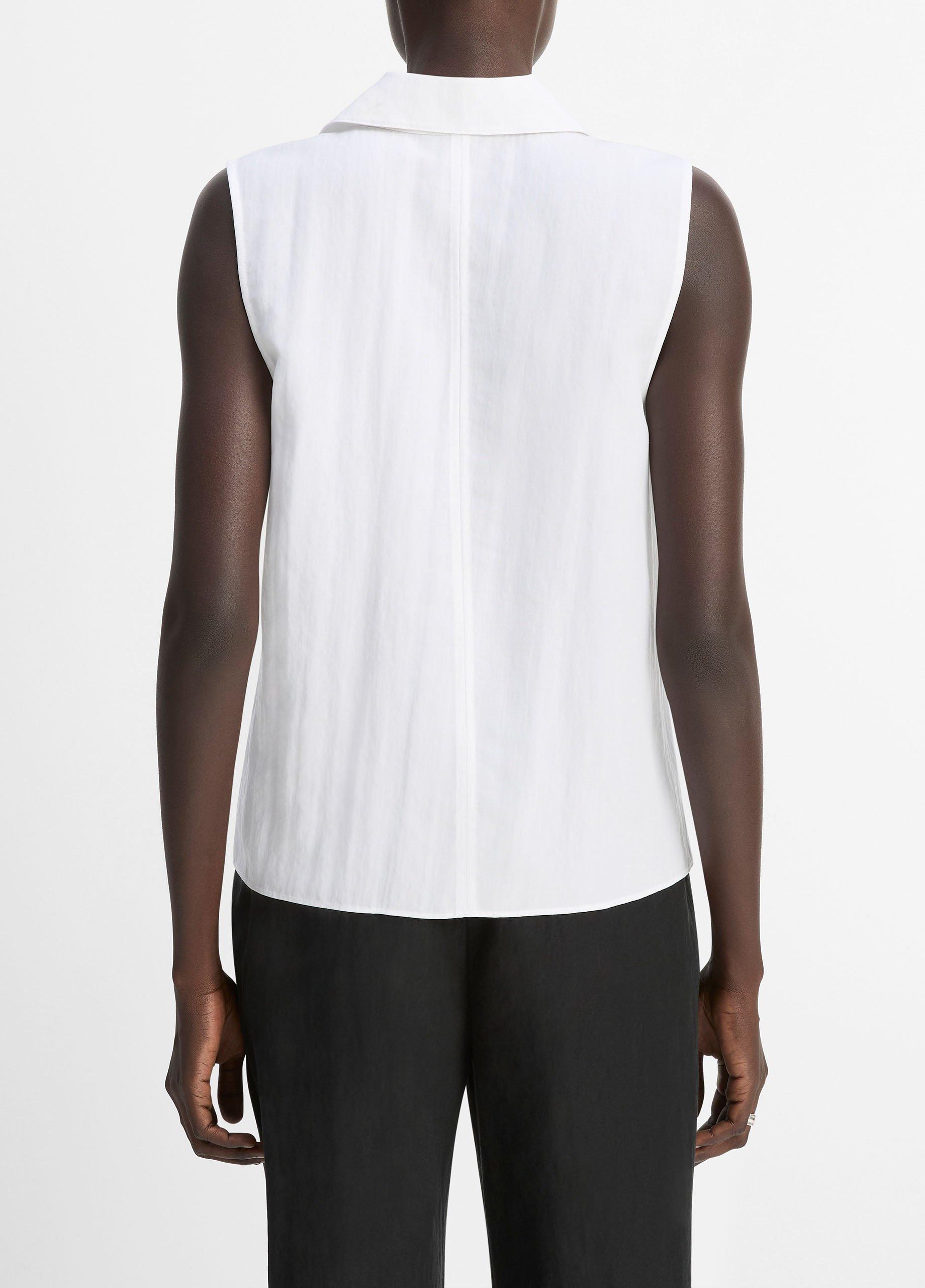Boxy Sleeveless Button-Front Shirt in Tank Tops | Vince