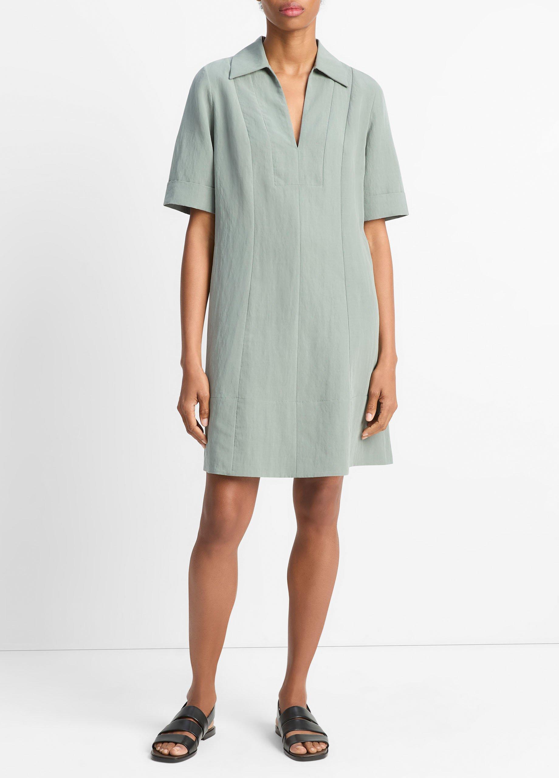 Women's A-line Short Dress, Clay Sage, Size L Vince