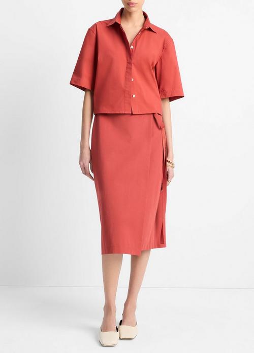 Cotton-Blend Straight Wrap Skirt