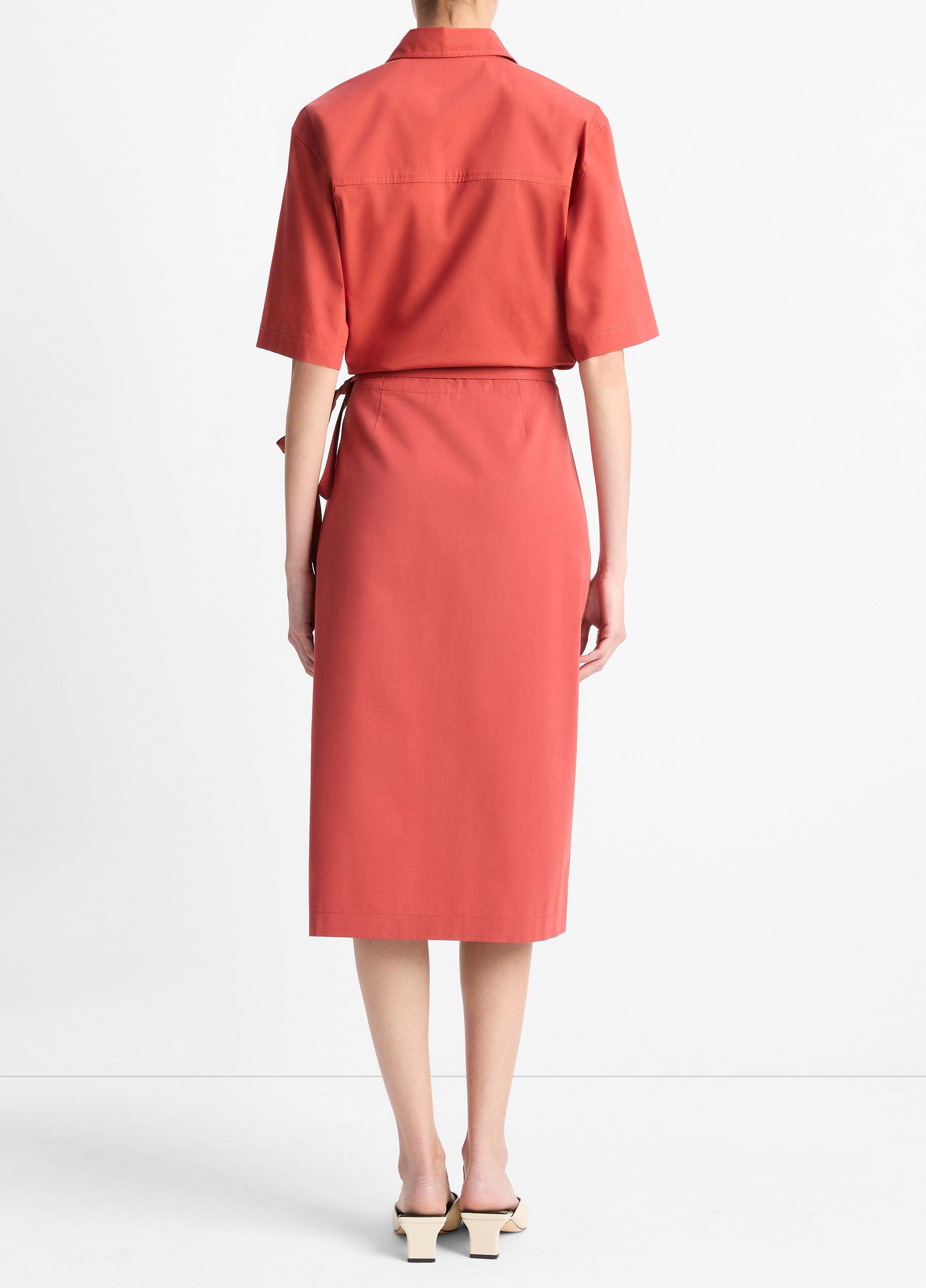 Cotton-Blend Straight Wrap Skirt image number 2