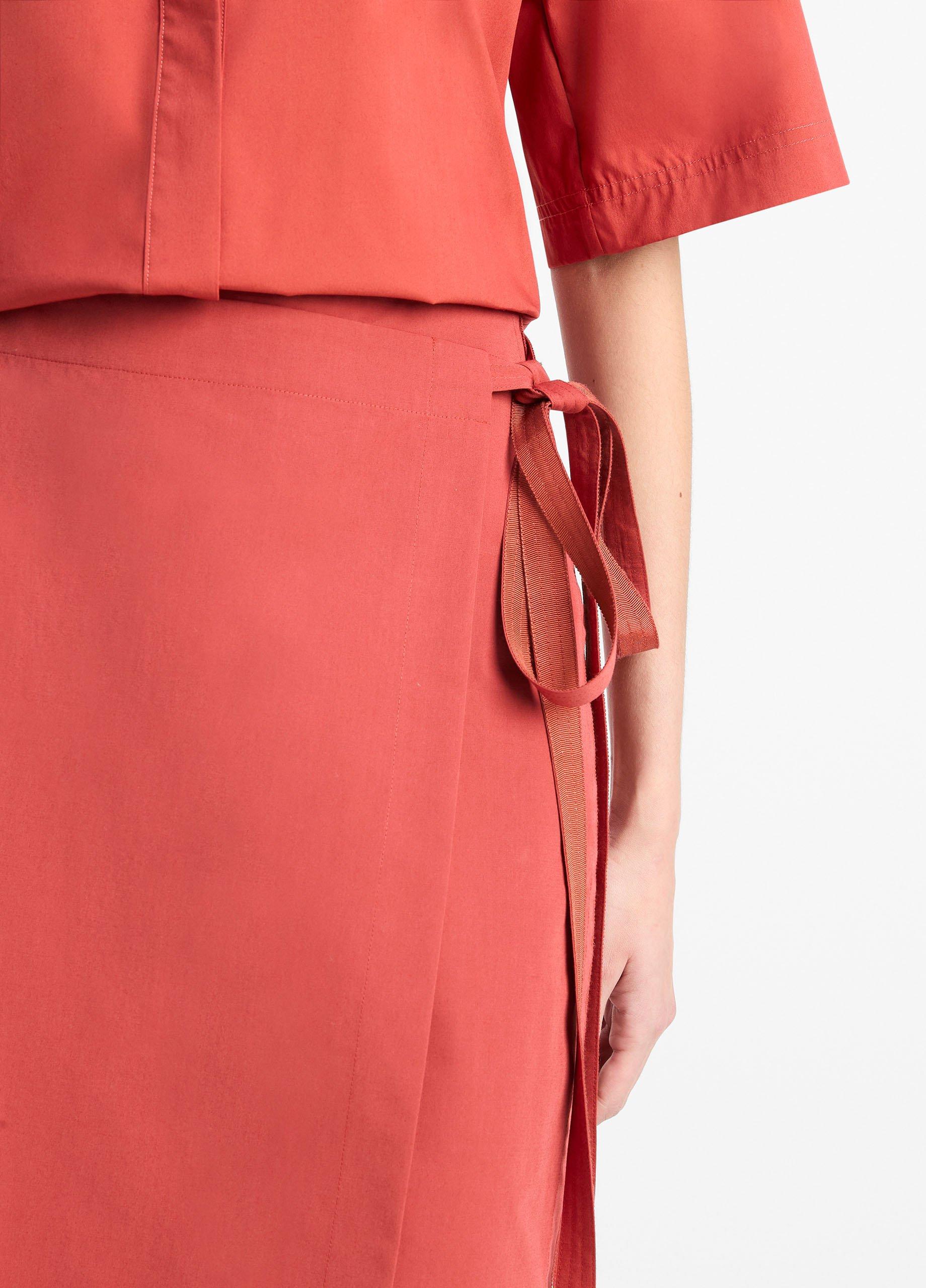 Cotton-Blend Straight Wrap Skirt image number 3