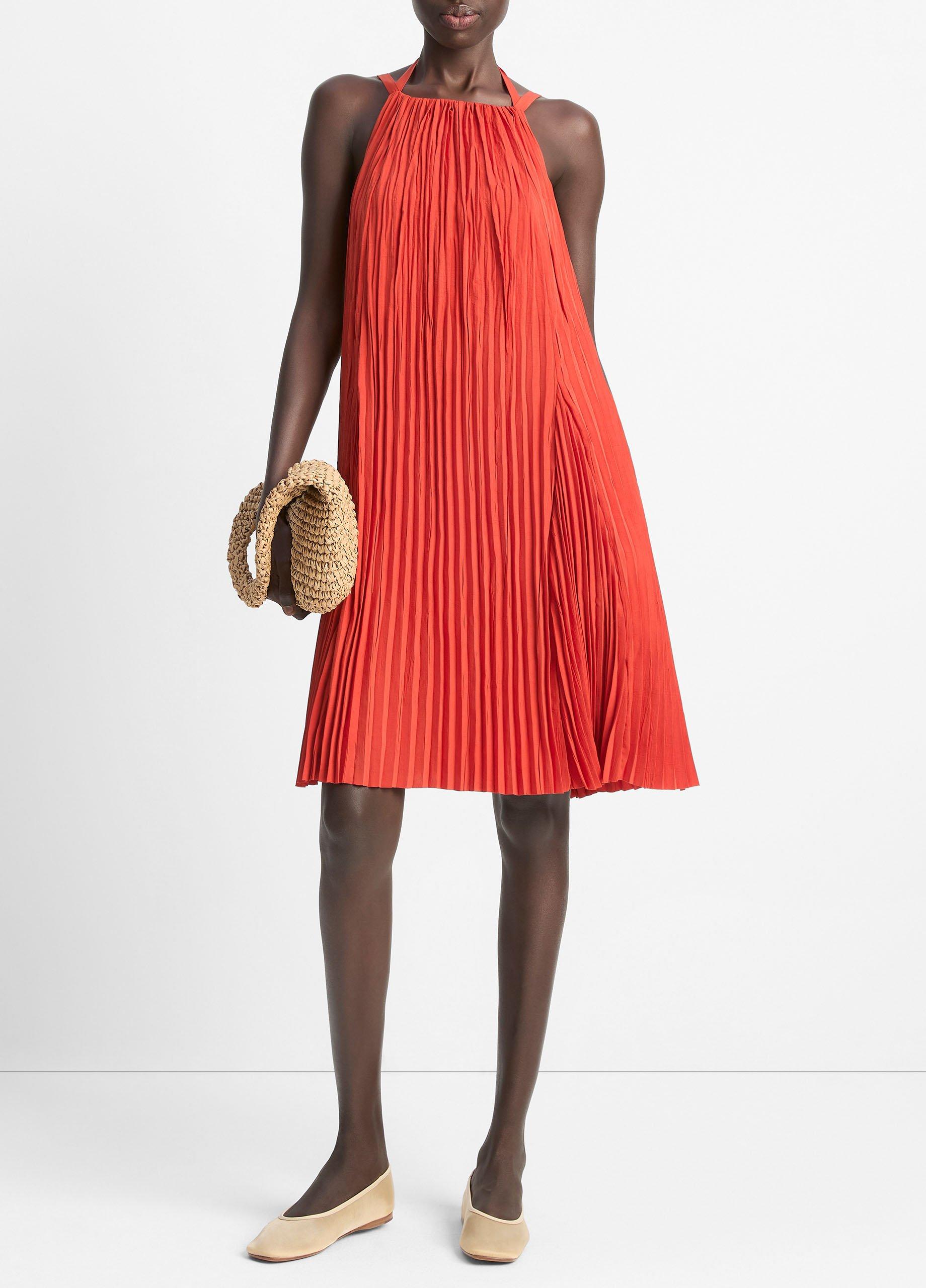 Pintuck Pleated A-Line Dress in Dresses | Vince