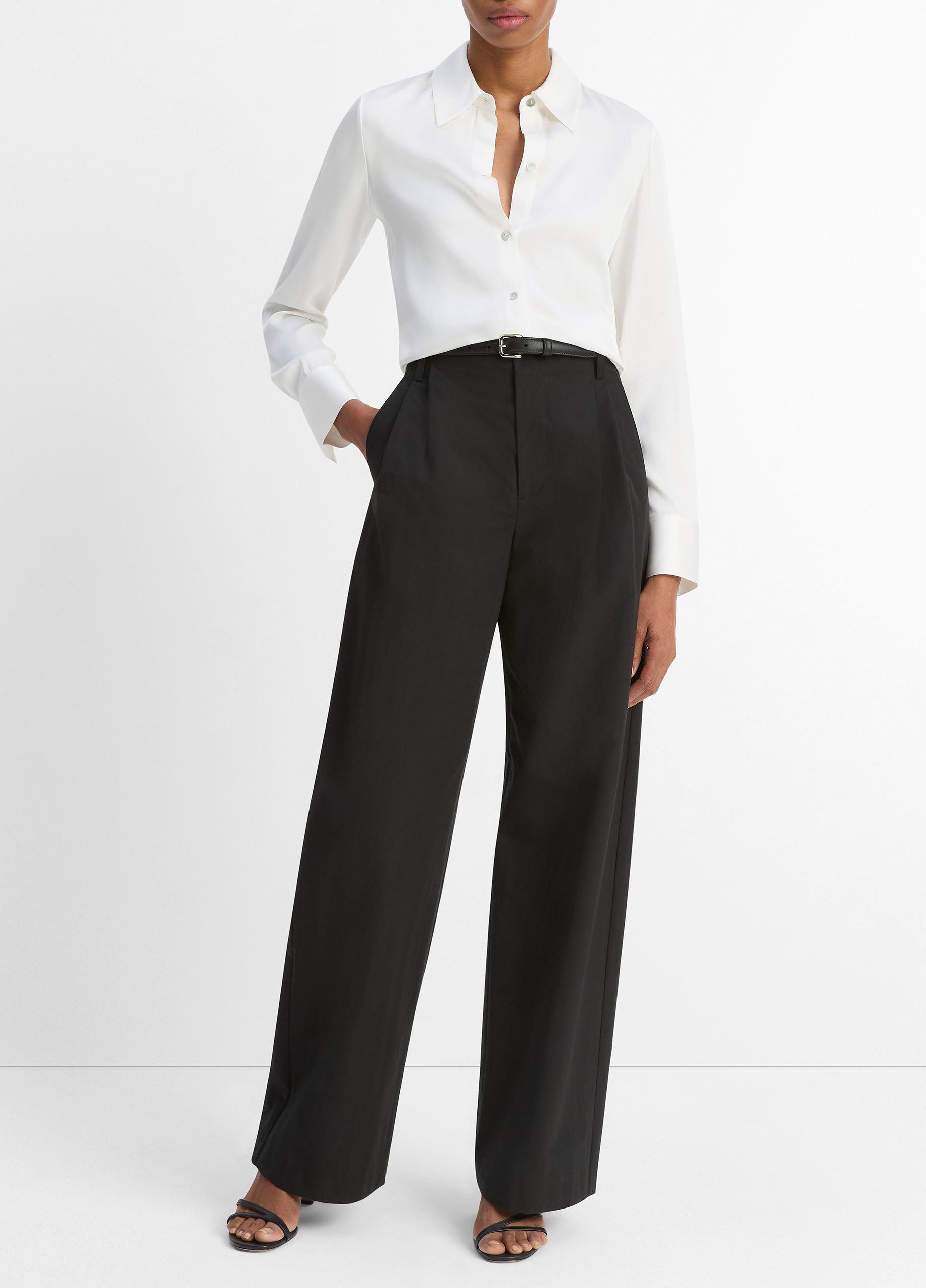 Silk-Blend Slim Button-Front Blouse image number 3