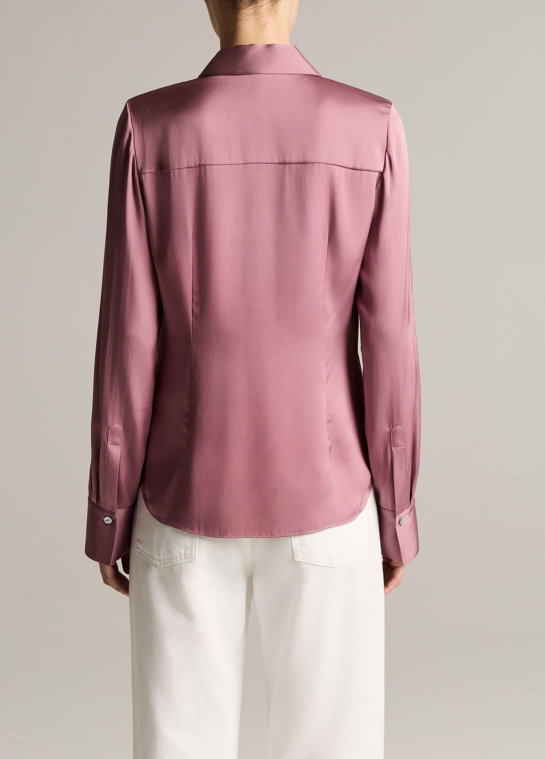 Silk-Blend Slim Button-Front Blouse image number 2