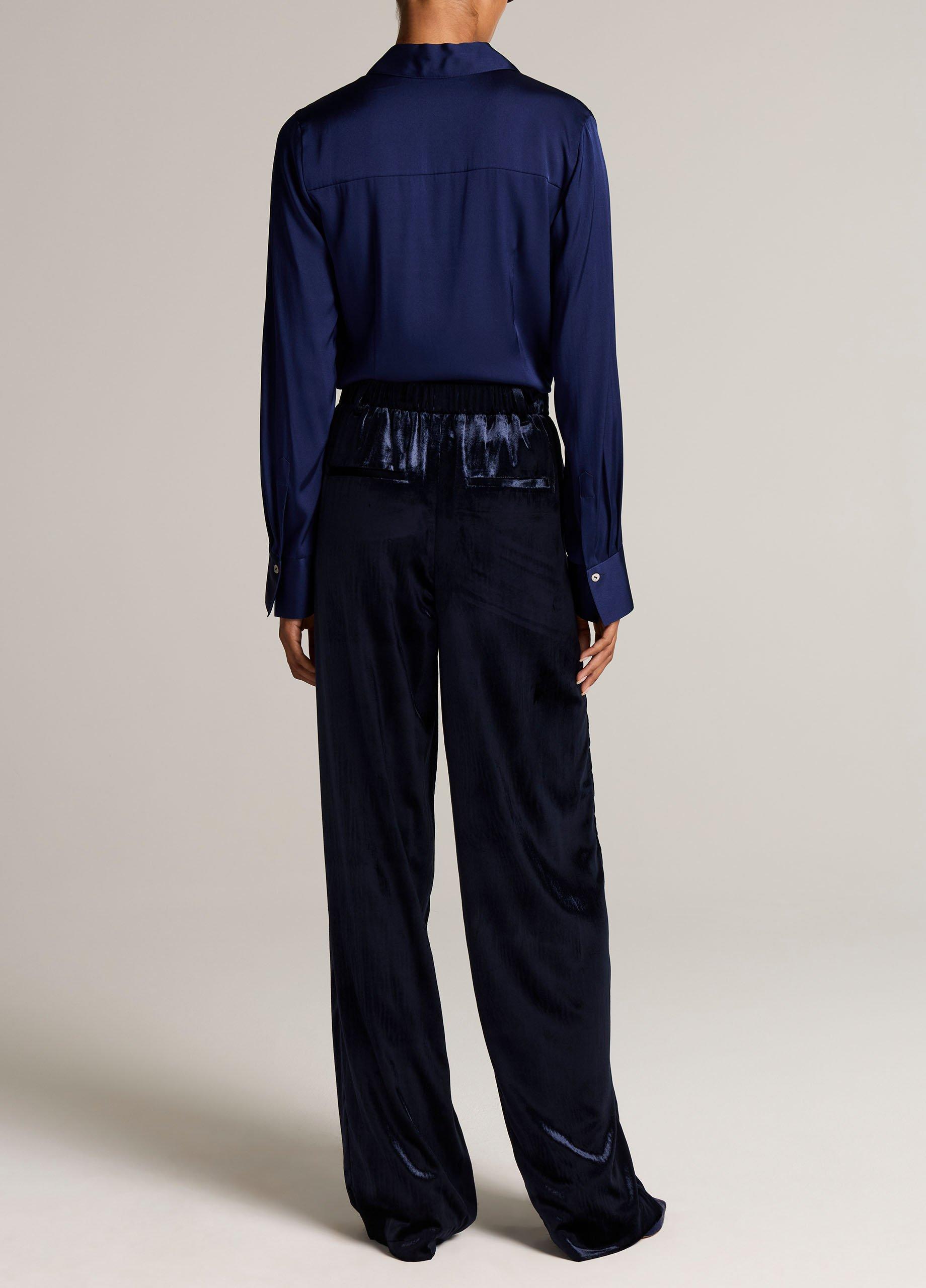 Silk-Blend Slim Button-Front Blouse image number 2
