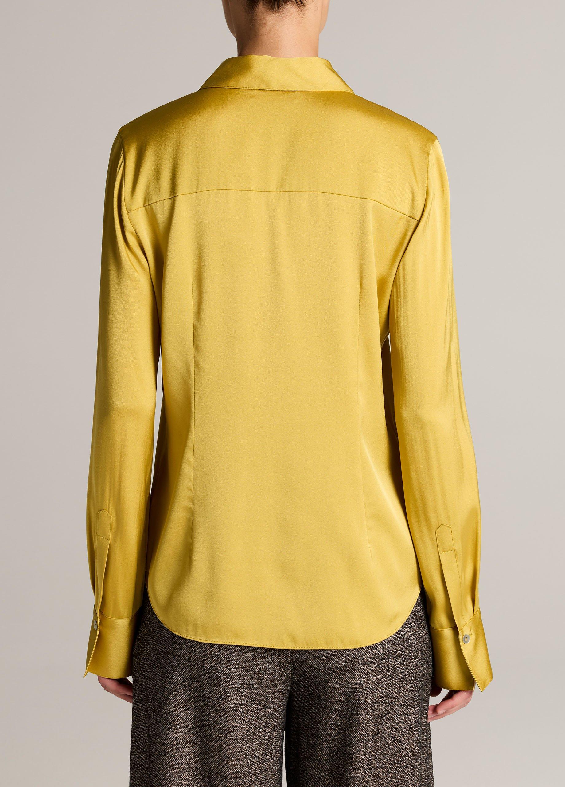 Silk-Blend Slim Button-Front Blouse image number 2