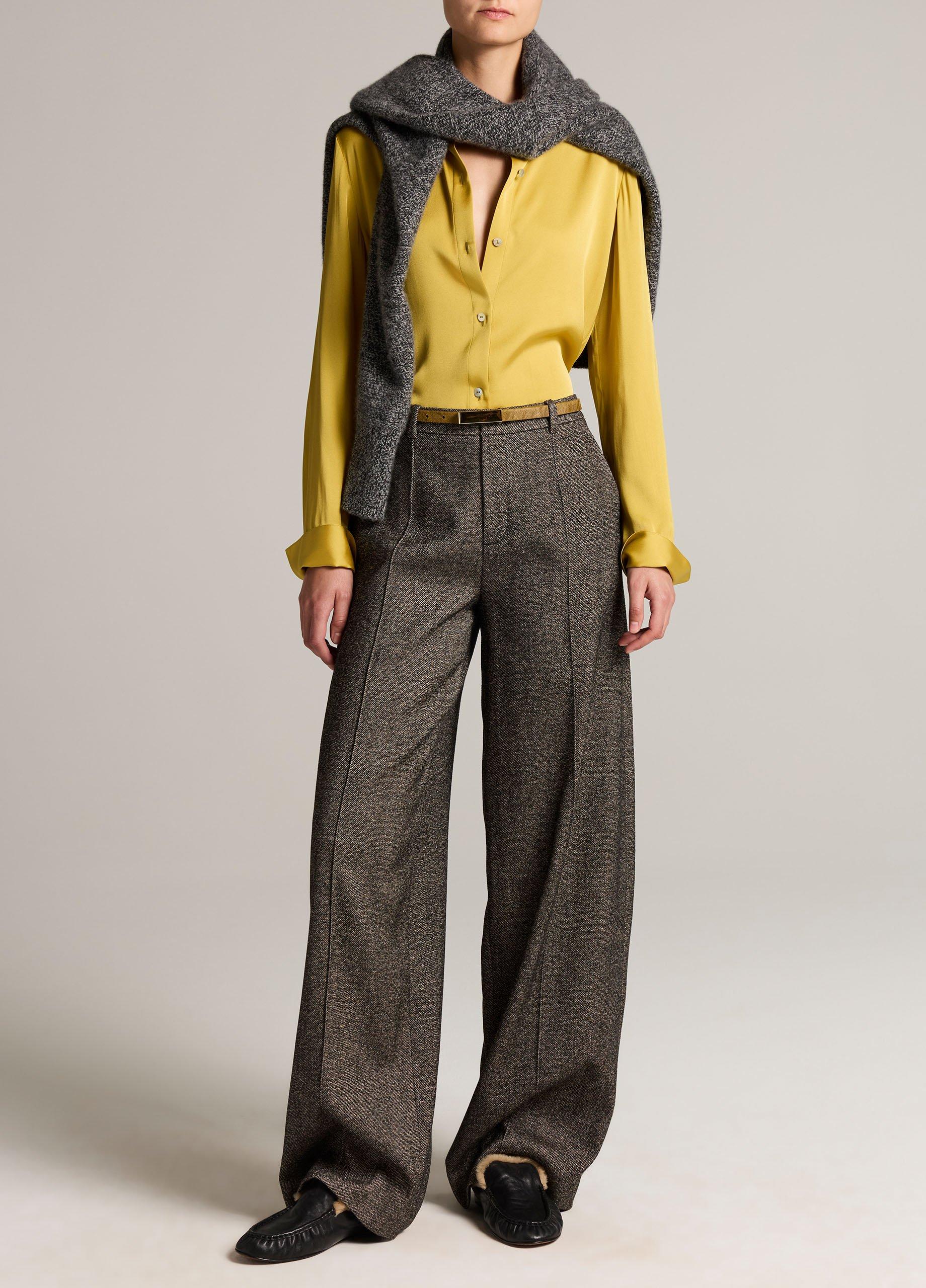 Silk-Blend Slim Button-Front Blouse image number 3