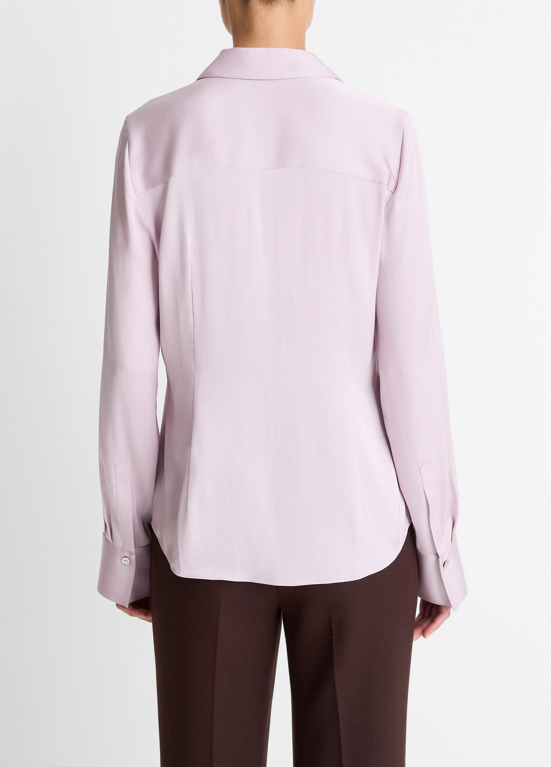 Silk-Blend Slim Button-Front Blouse image number 2