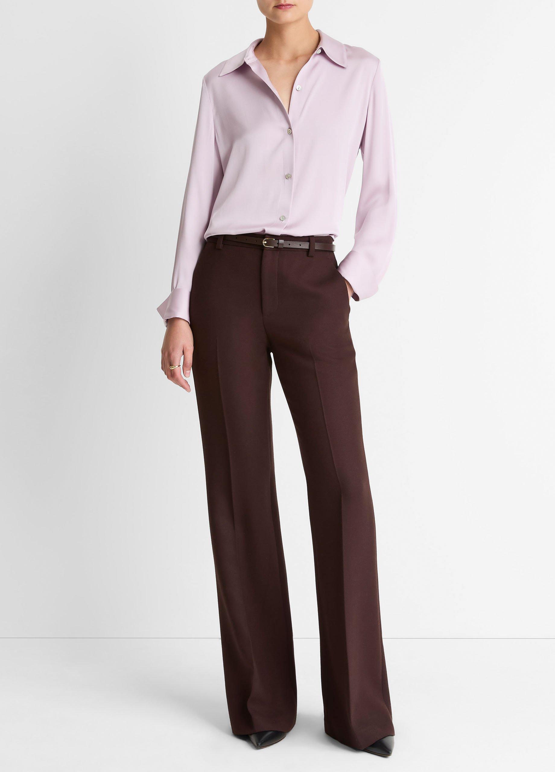 Silk-Blend Slim Button-Front Blouse image number 3