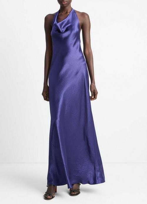 Satin Cowl-Neck Maxi Dress