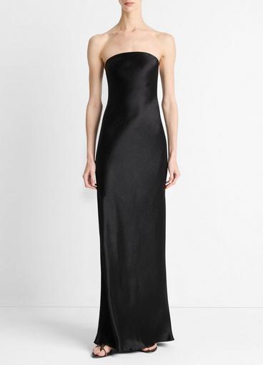 strapless maxi dresses for women Crystal Lace Corset Dress Black White Small (full) 51 in Women's Satin Strapless Maxi Dress,
