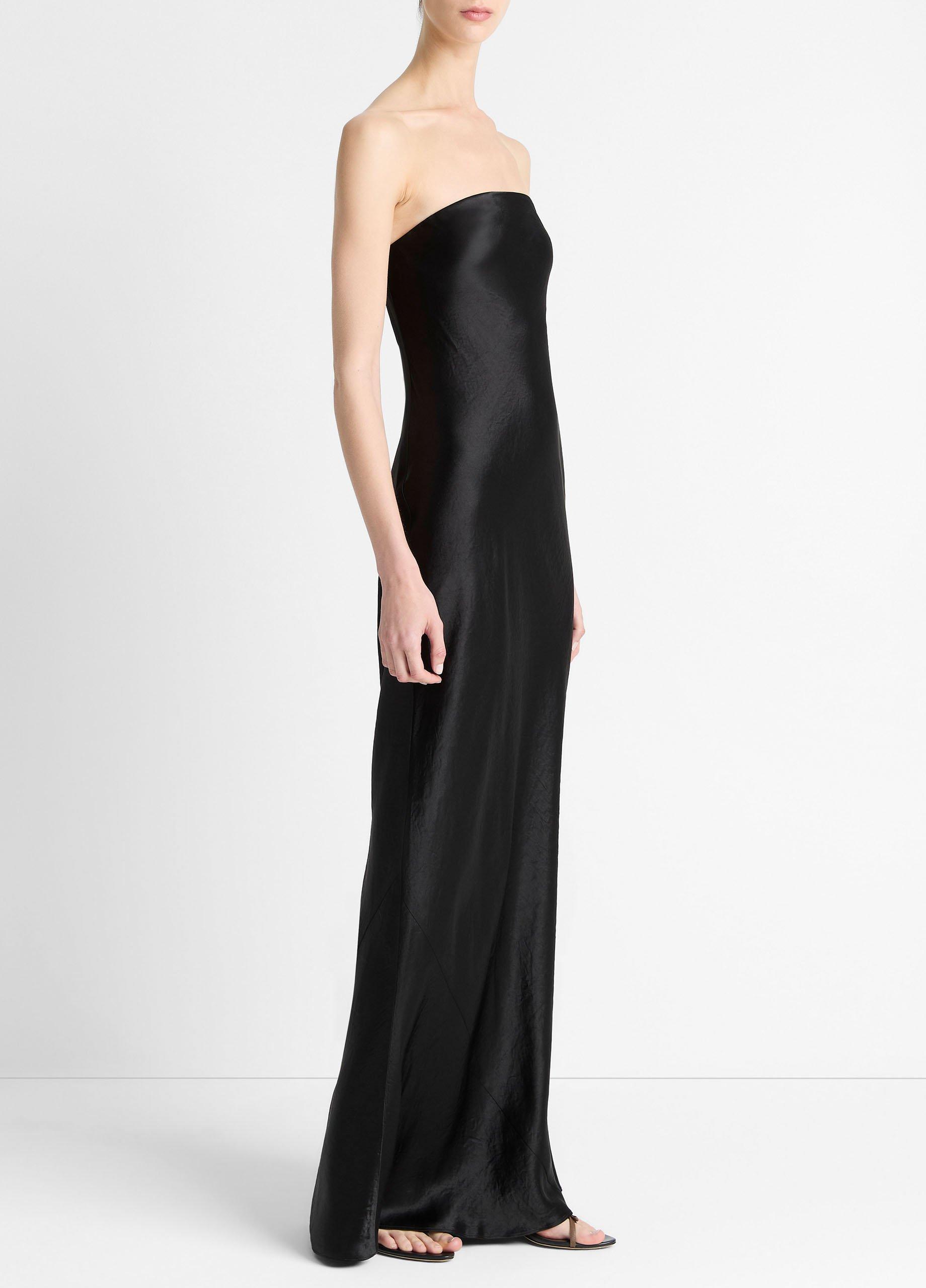 Satin Strapless Maxi Dress image number 1