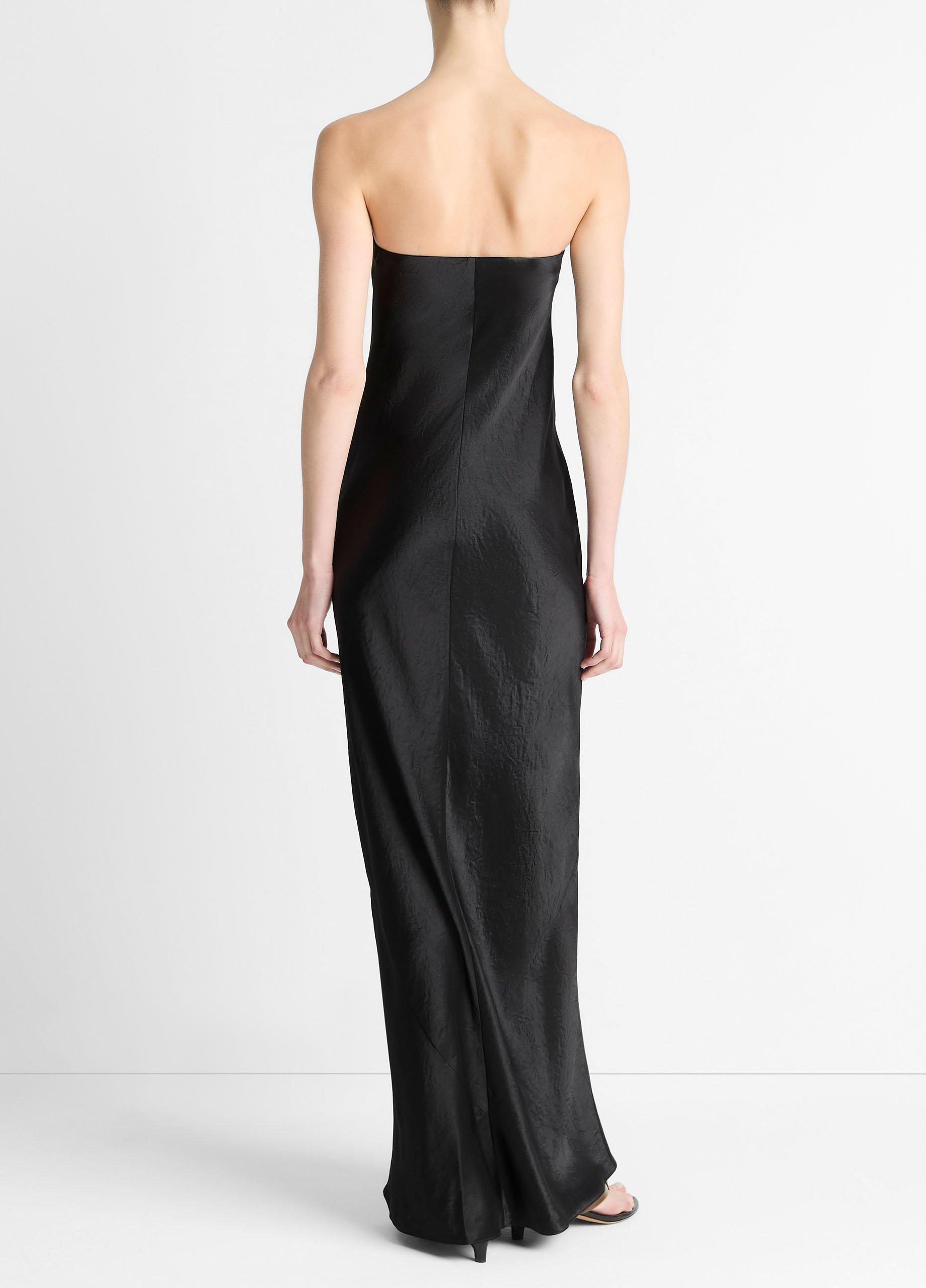 black silk strapless dress MAJESTIC SATIN MAXI | CULT MIA The left leg slit is designed to reduce constraints and be bold and glamorous Black Satin Maxi Dress -