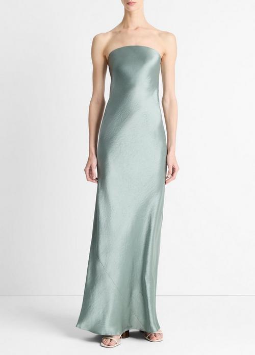 Satin Strapless Maxi Dress