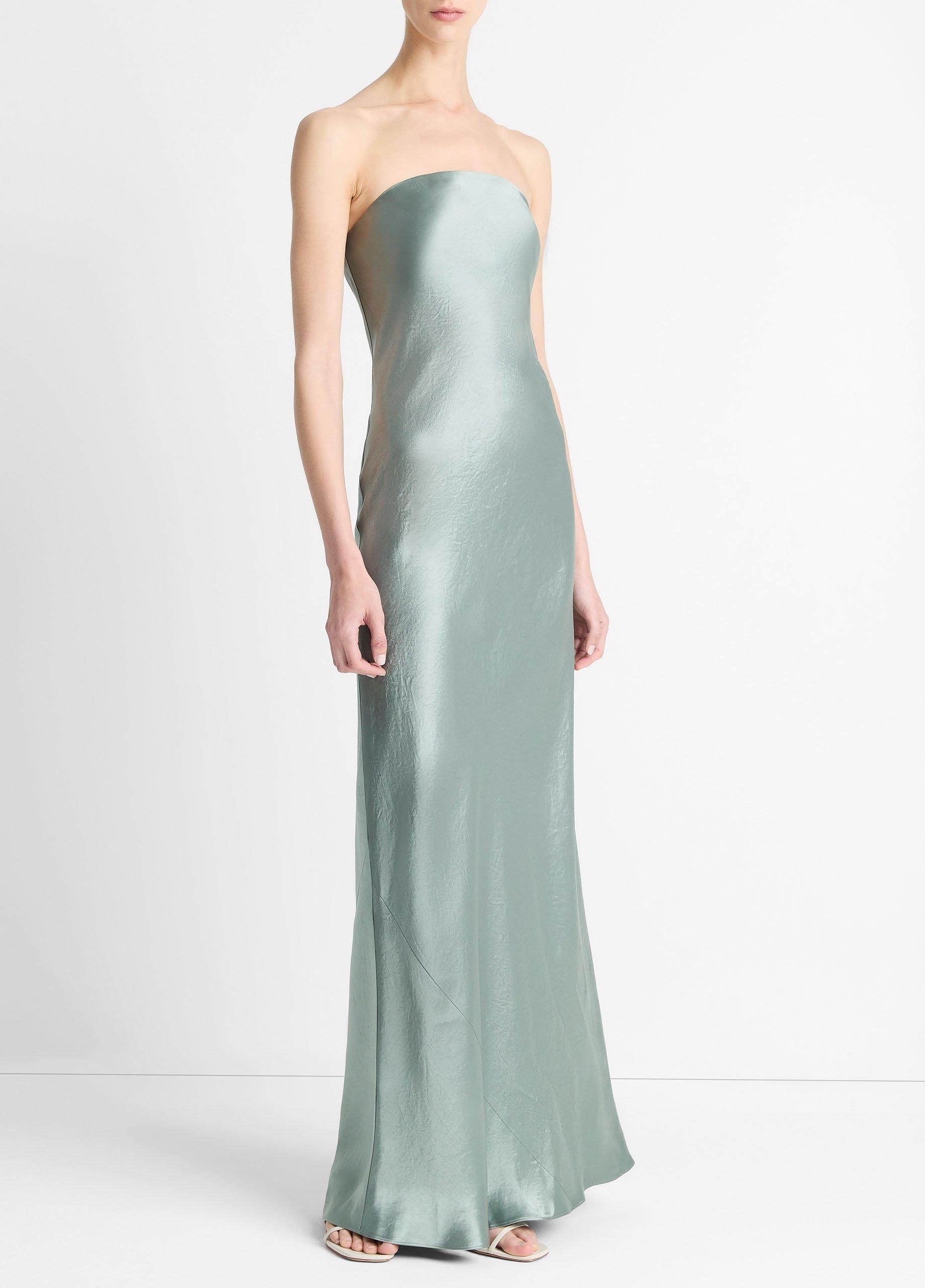 Satin Strapless Maxi Dress image number 1