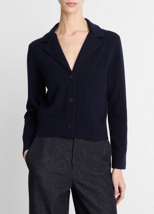 Wool & Cashmere-Blend Lapel Cardigan