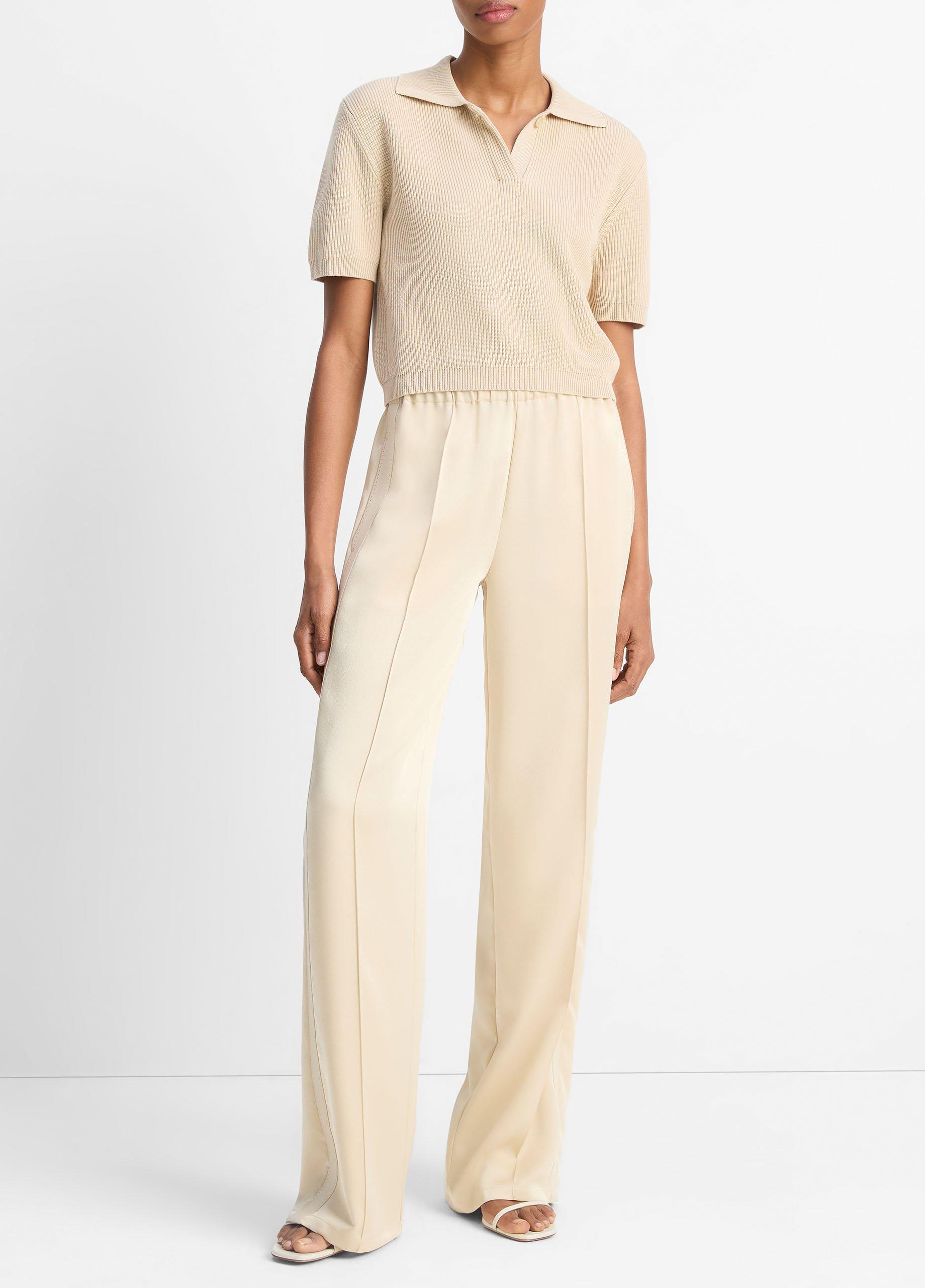 Ribbed Silk-Cotton Polo Sweater image number 3