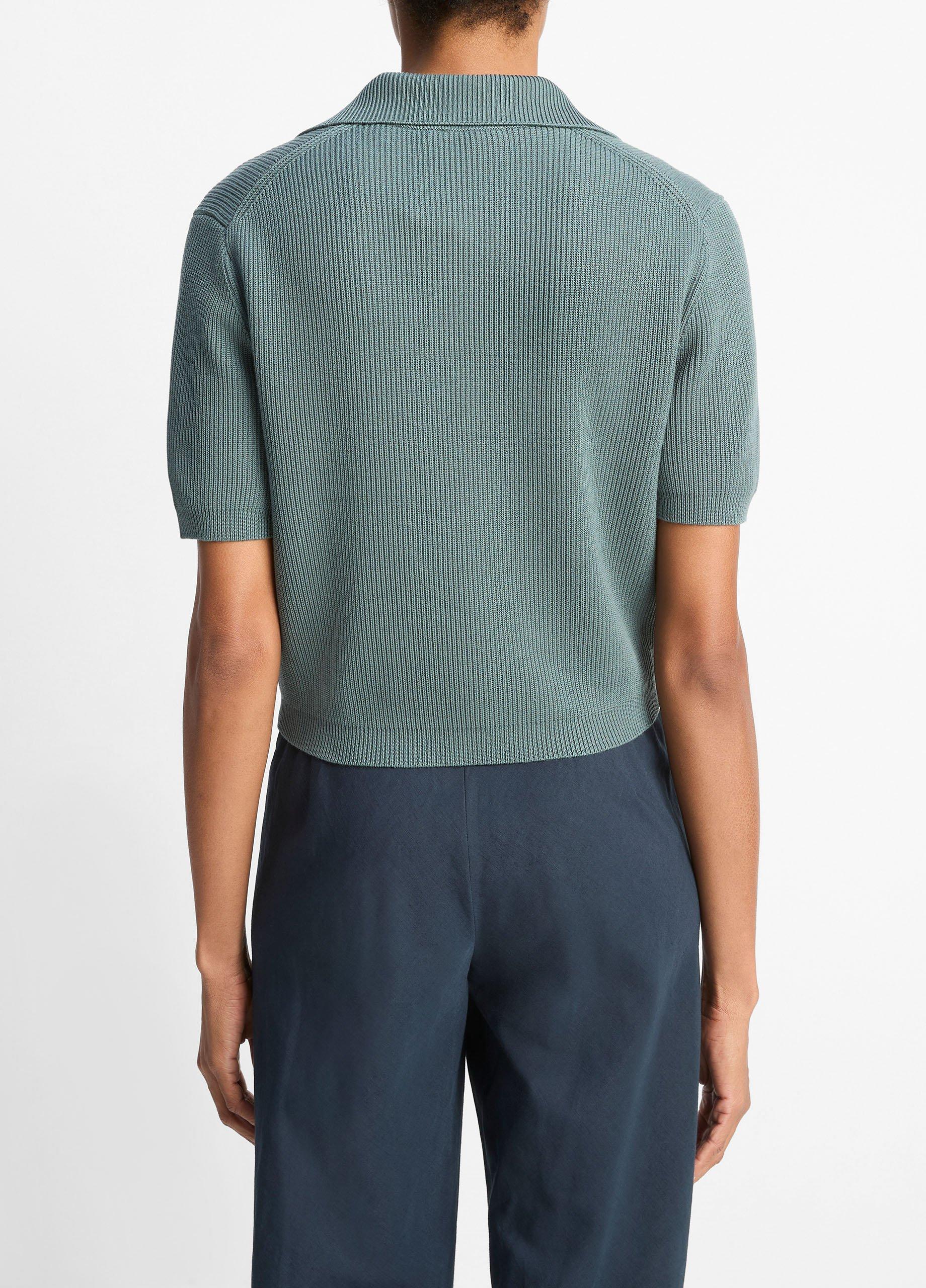 Ribbed Silk-Cotton Polo Sweater image number 2