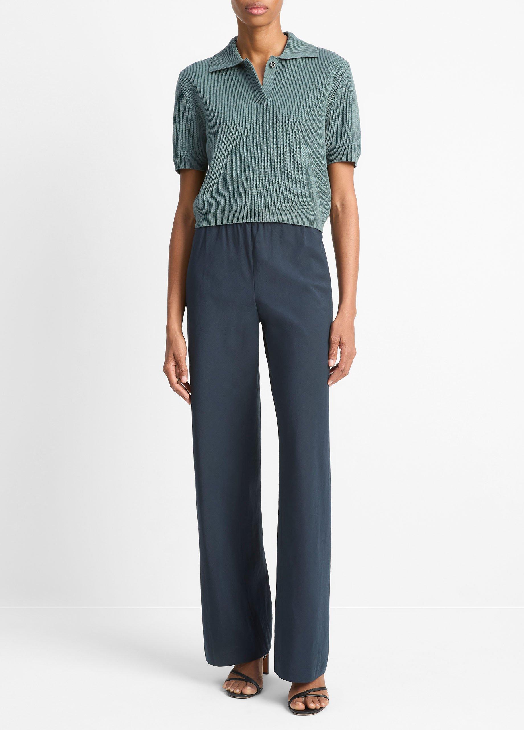 Ribbed Silk-Cotton Polo Sweater image number 3