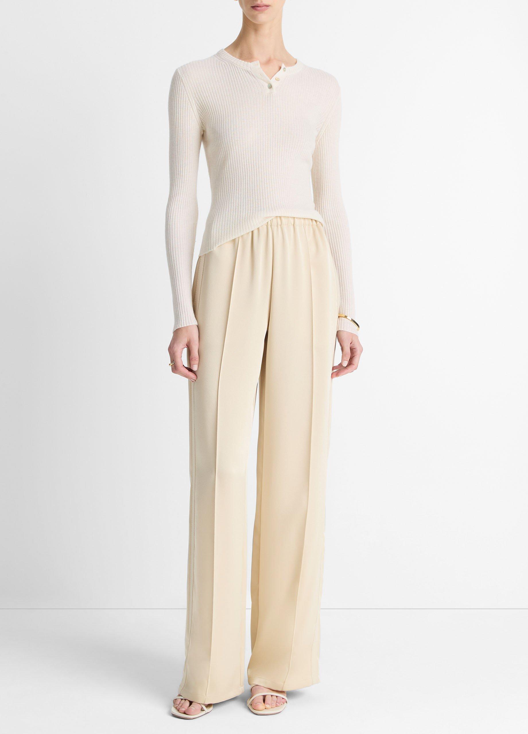 Ribbed Cashmere-Silk Henley Sweater image number 3