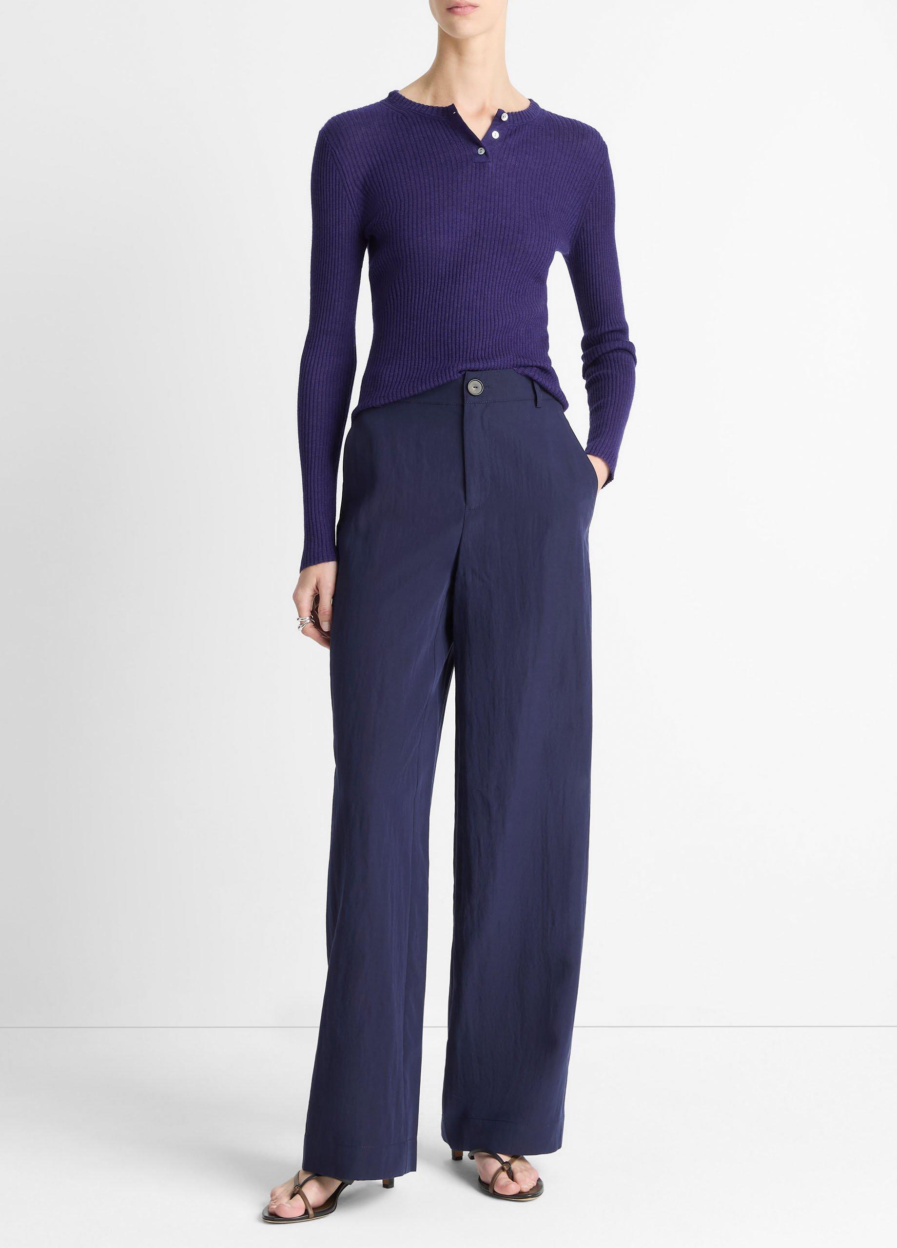 Ribbed Cashmere-Silk Henley Sweater image number 3