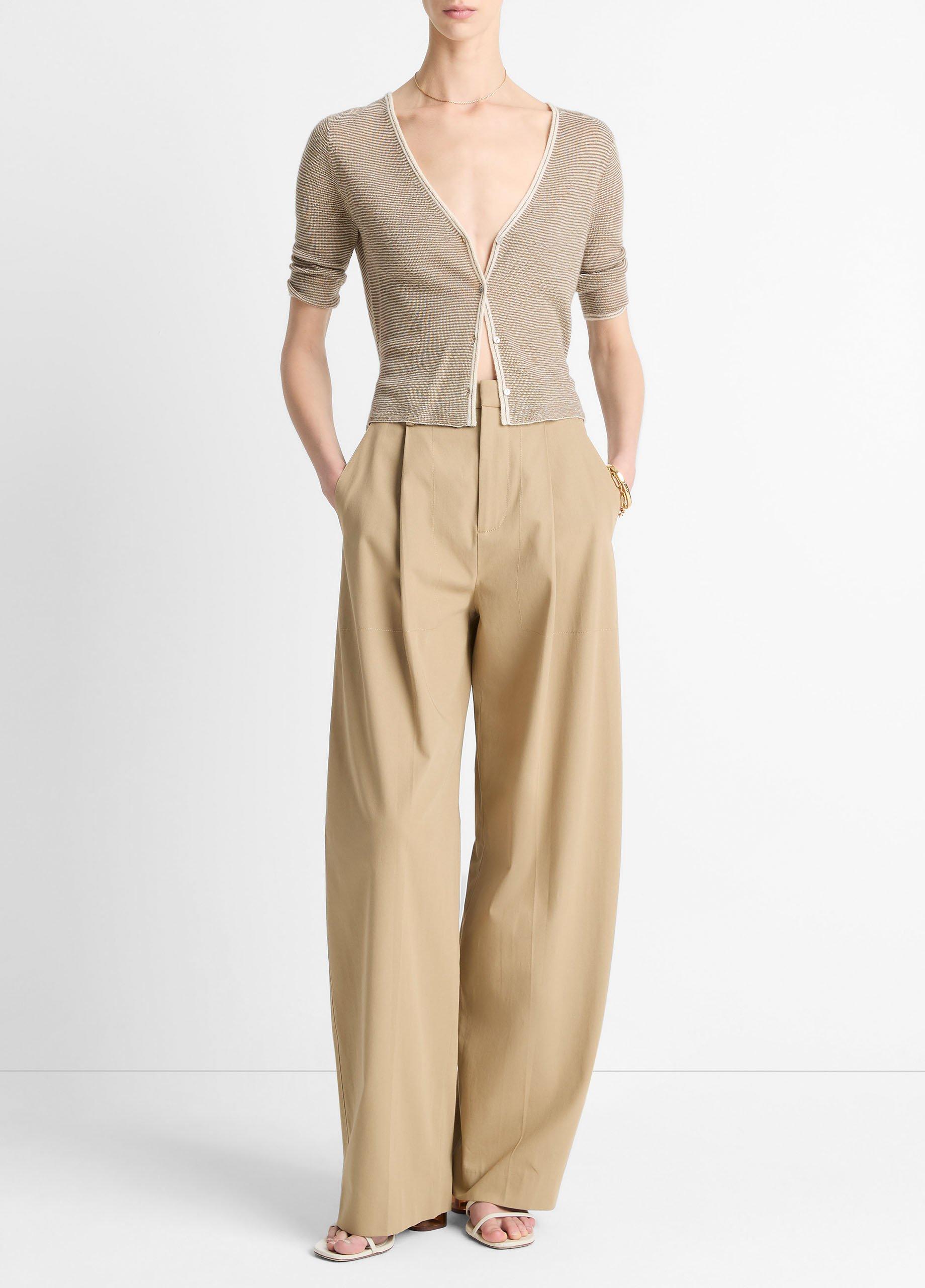 Micro-Stripe Cashmere-Silk Cardigan image number 3