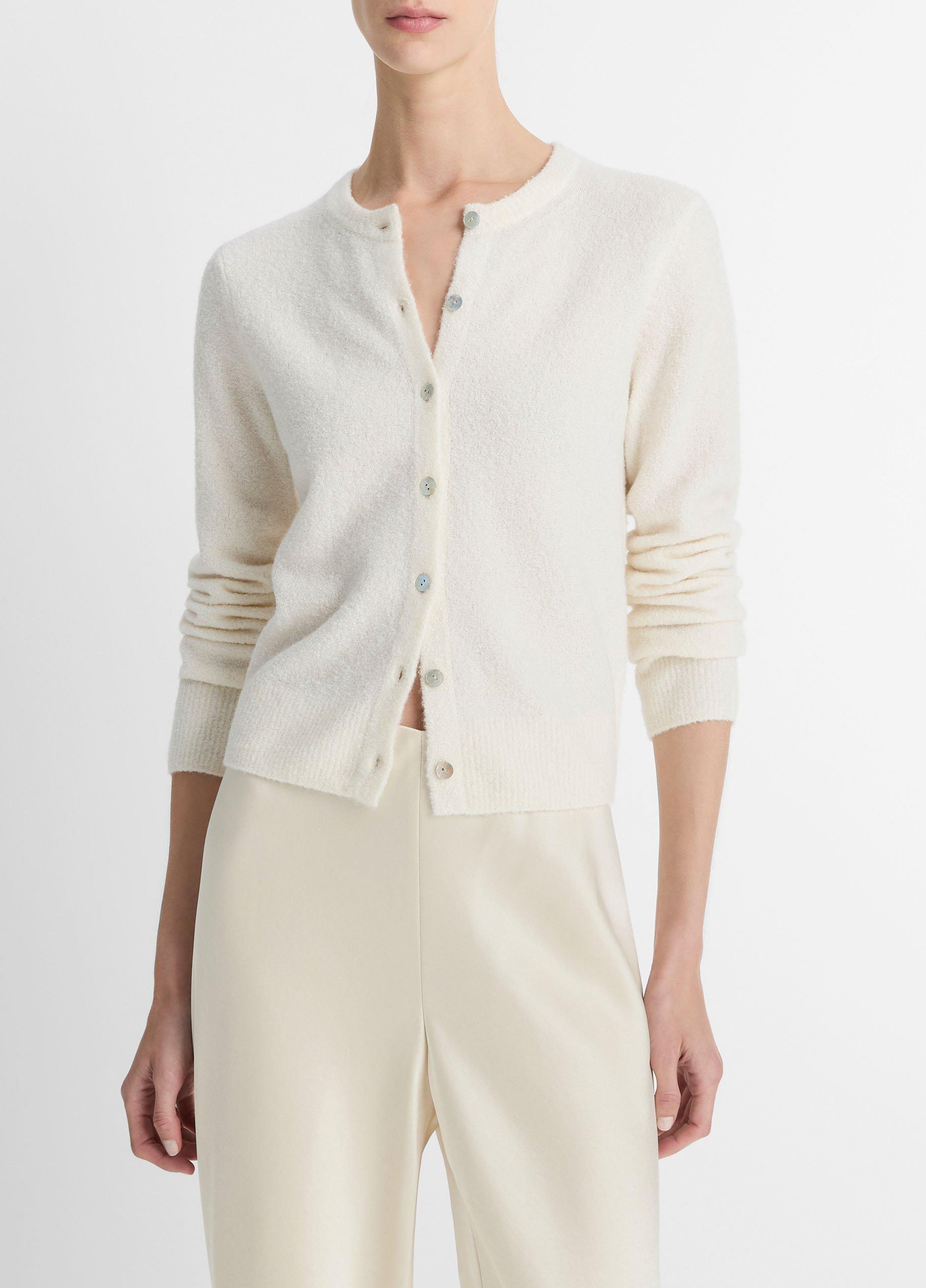 Silk And Cashmere Blend Cardigan ★関税込 Silk & Cashmere-Blend Bouclé Cardigan in Cardigans | Vince