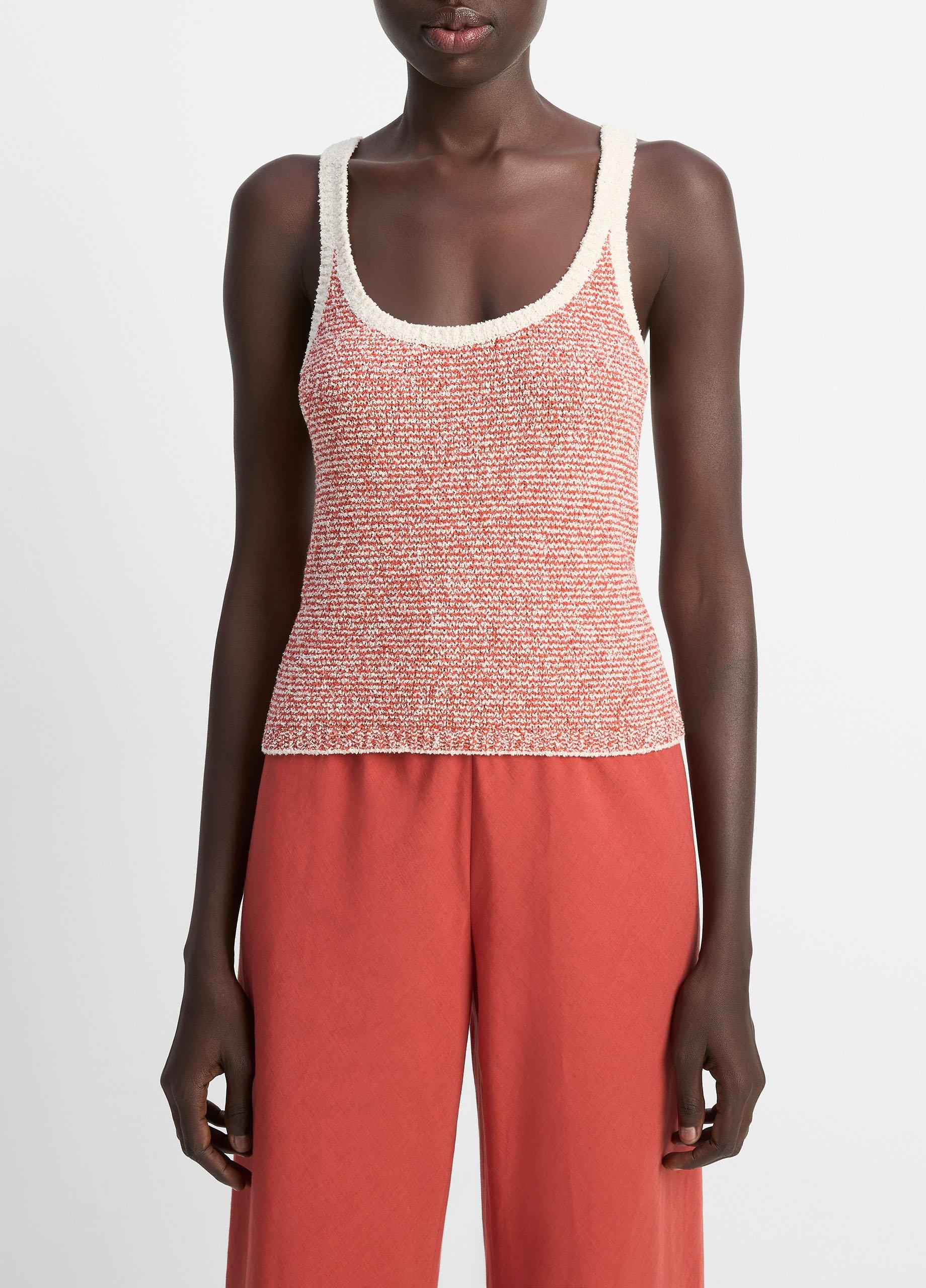 Textured Micro-Stripe Italian Cotton-Blend Sweater Tank image number 0