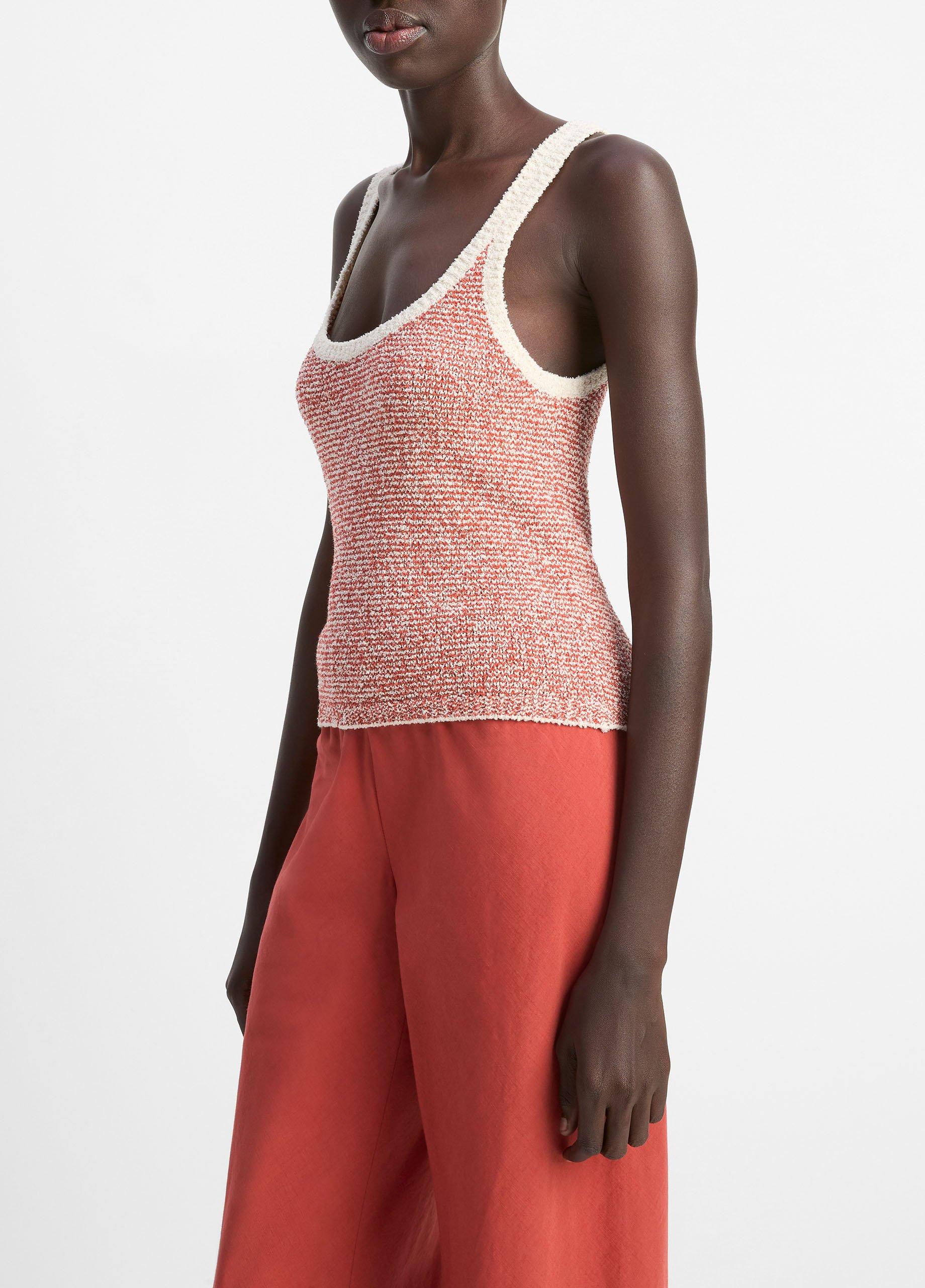 Textured Micro-Stripe Italian Cotton-Blend Sweater Tank image number 1