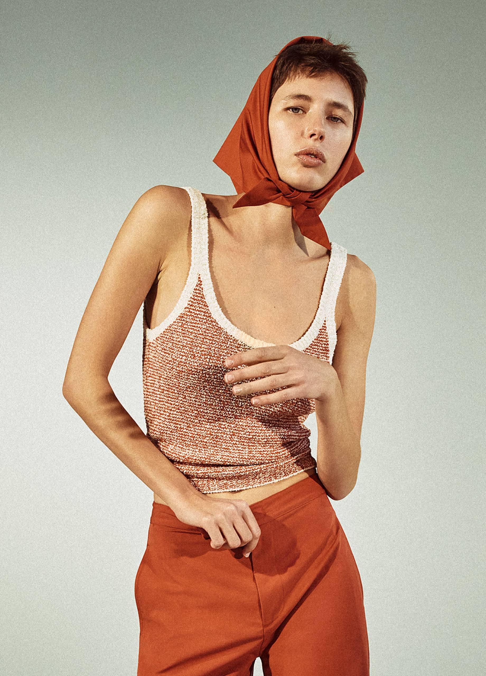 Textured Micro-Stripe Italian Cotton-Blend Sweater Tank image number 4