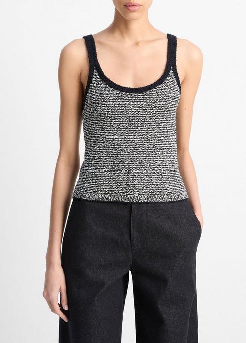 Textured Micro-Stripe Italian Cotton-Blend Sweater Tank