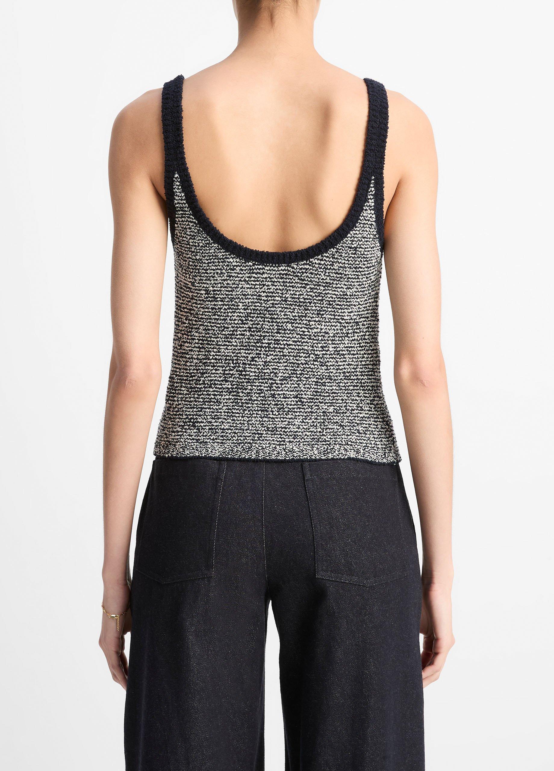 Textured Micro-Stripe Italian Cotton-Blend Sweater Tank image number 2