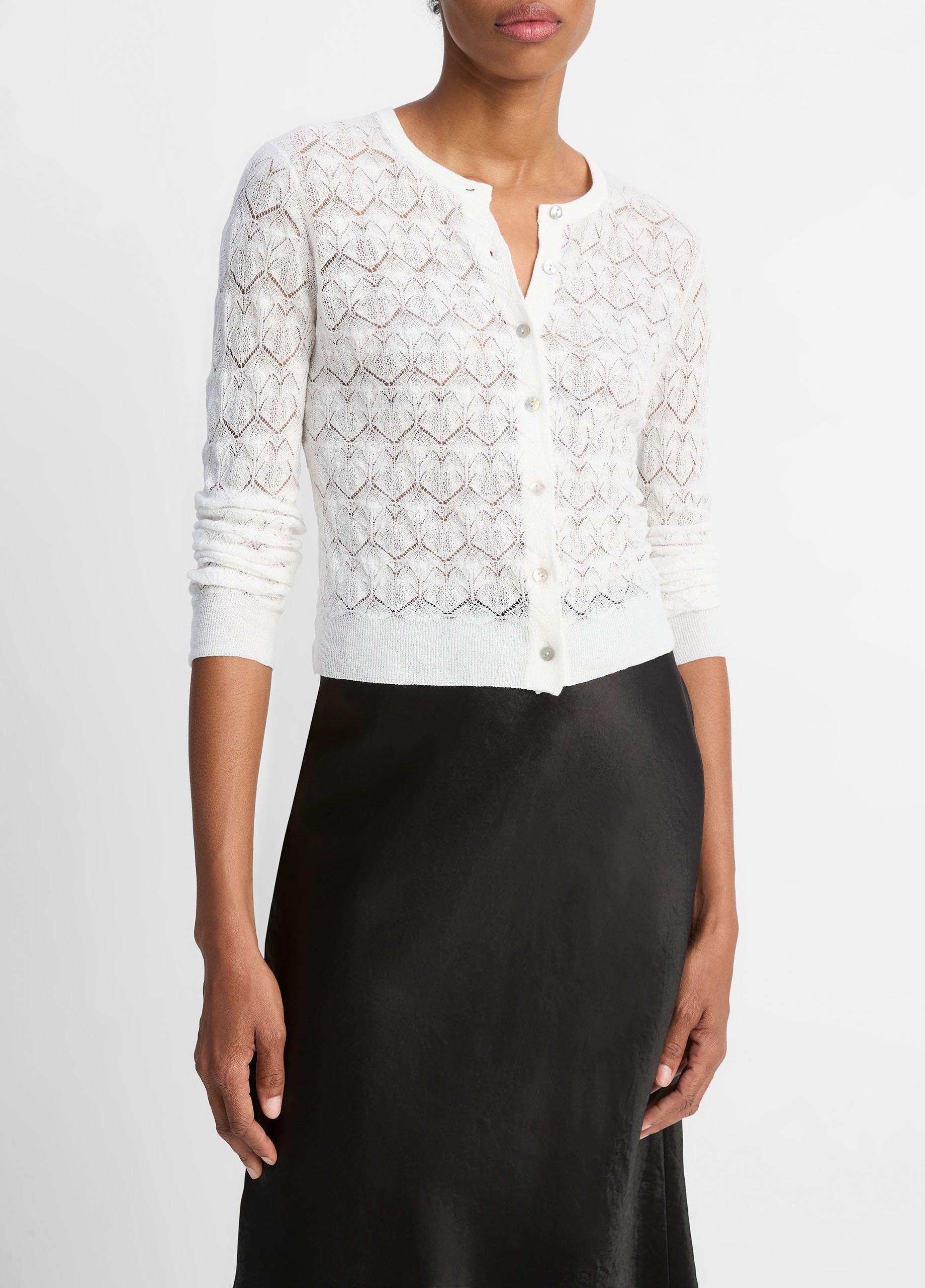 Lace-Stitch Cotton Cardigan image number 1