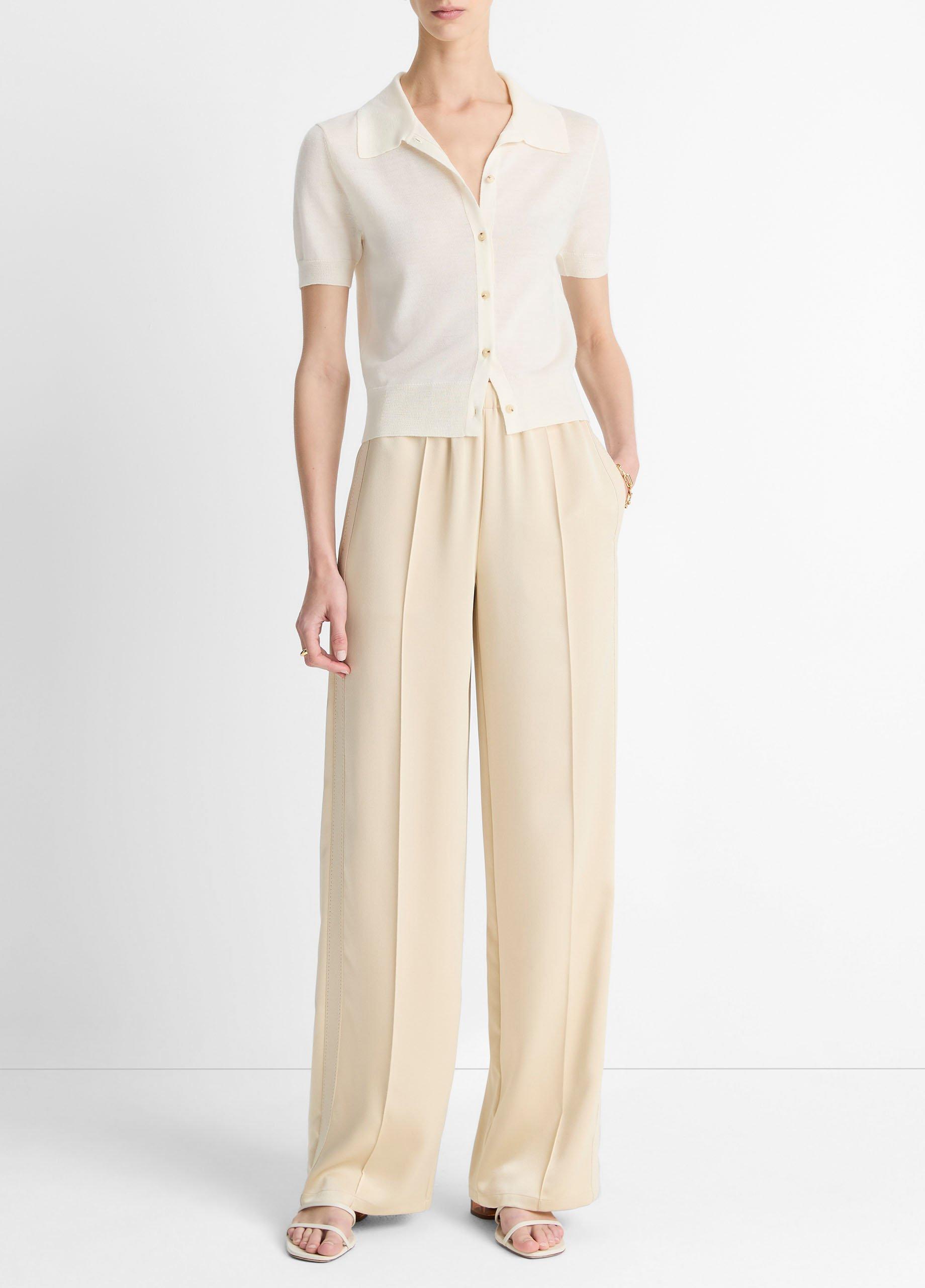 Wool-Blend Collared Button-Front Sweater image number 3