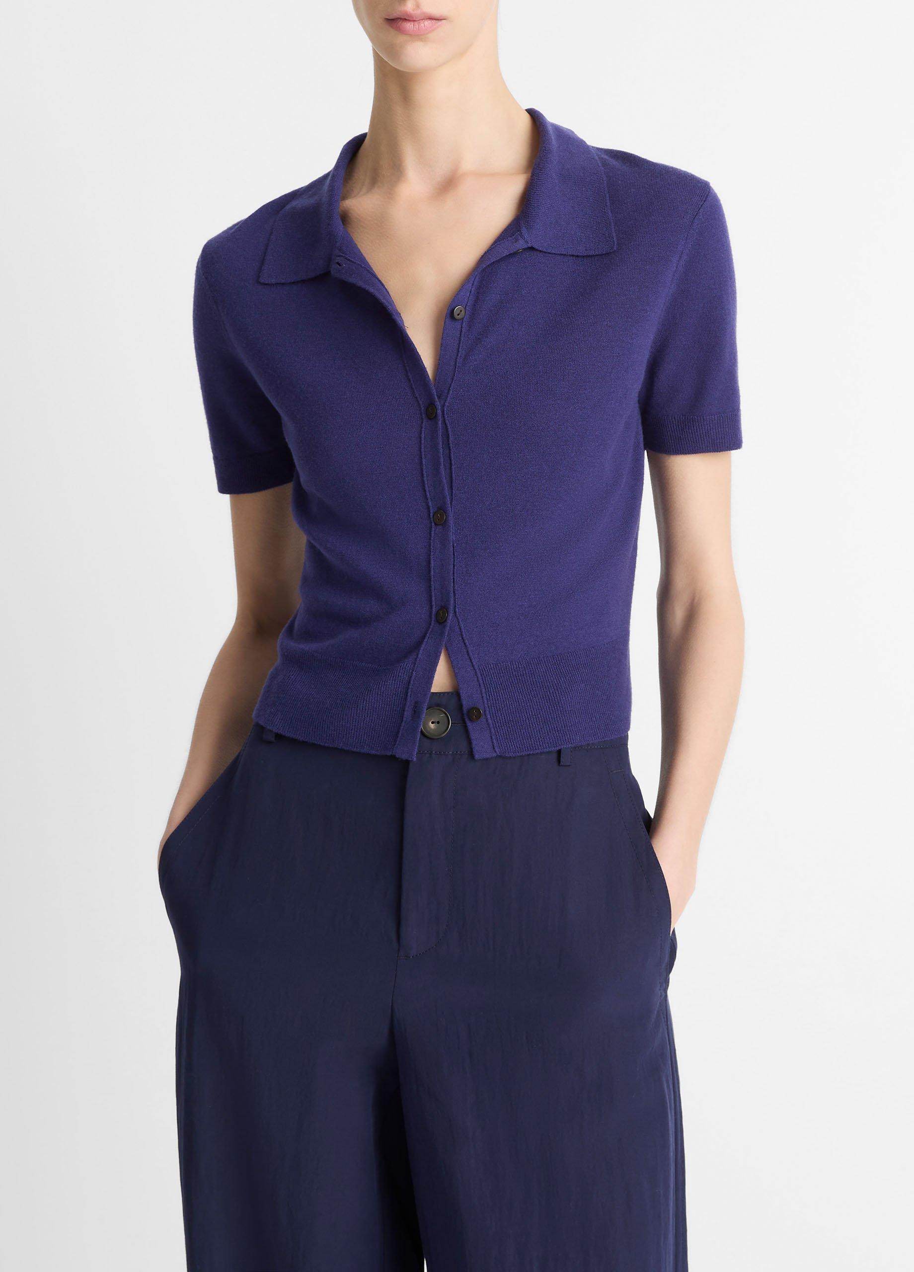 Wool-Blend Collared Button-Front Sweater image number 0