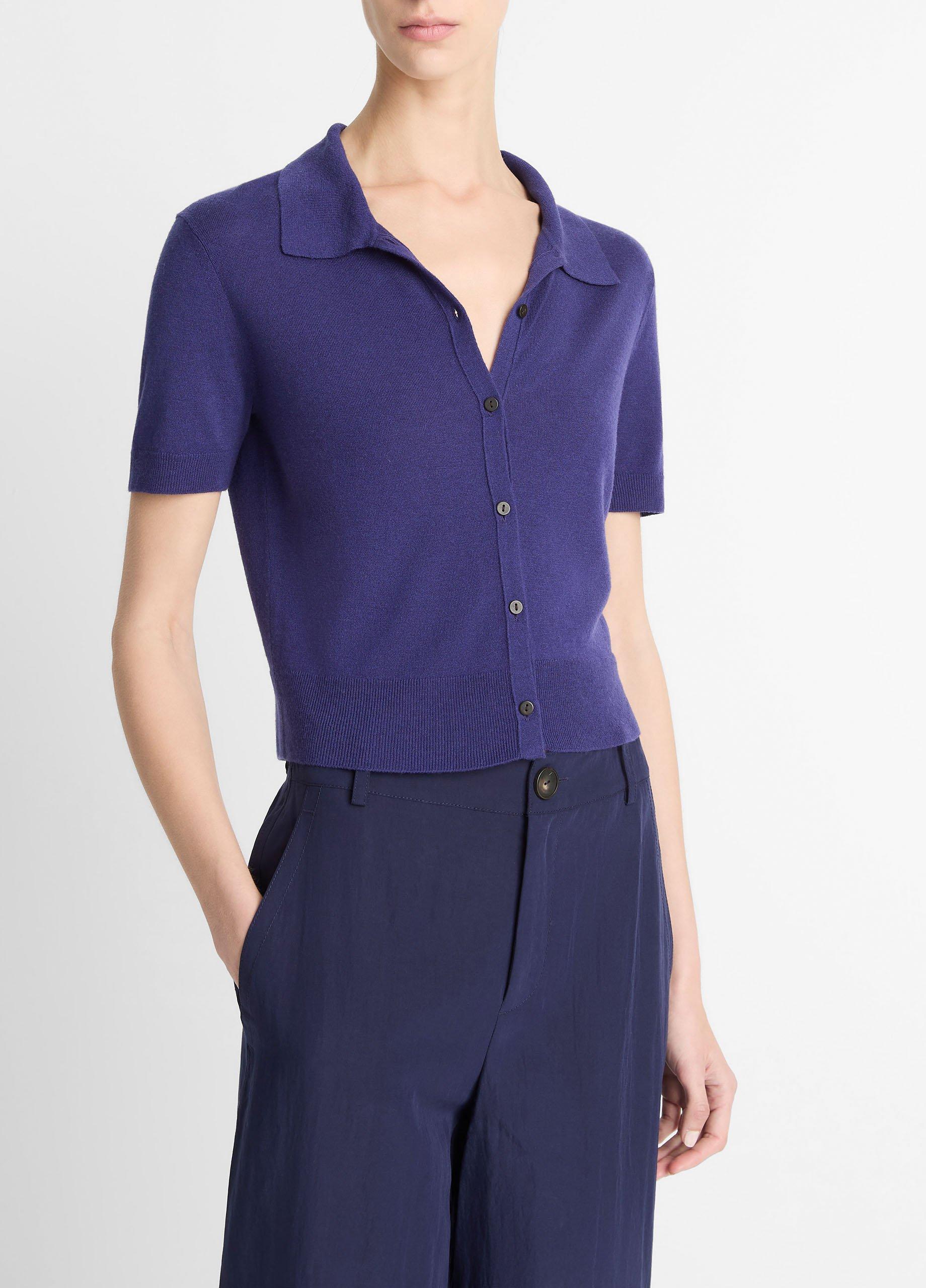 Wool-Blend Collared Button-Front Sweater image number 1