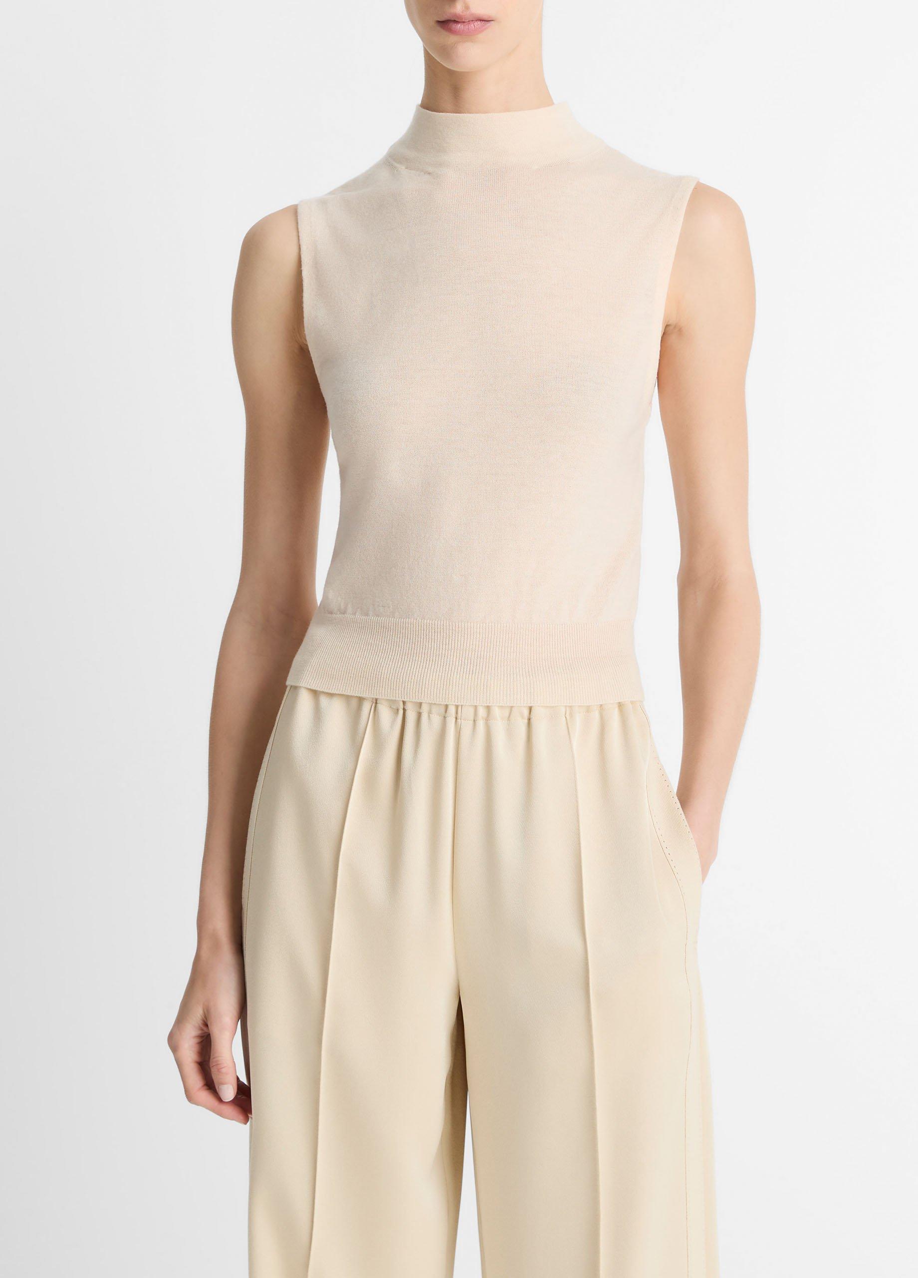 Wool-Blend Sleeveless Mock-Neck Sweater image number 0