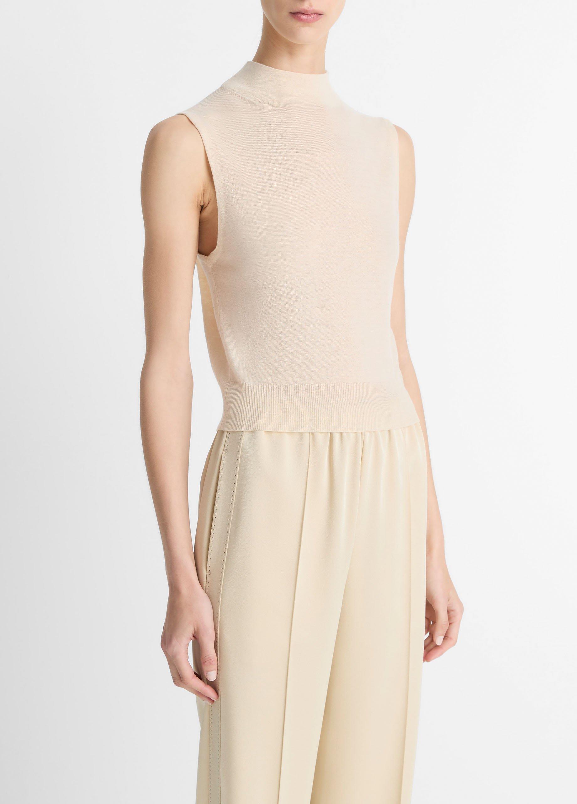 Wool-Blend Sleeveless Mock-Neck Sweater image number 1