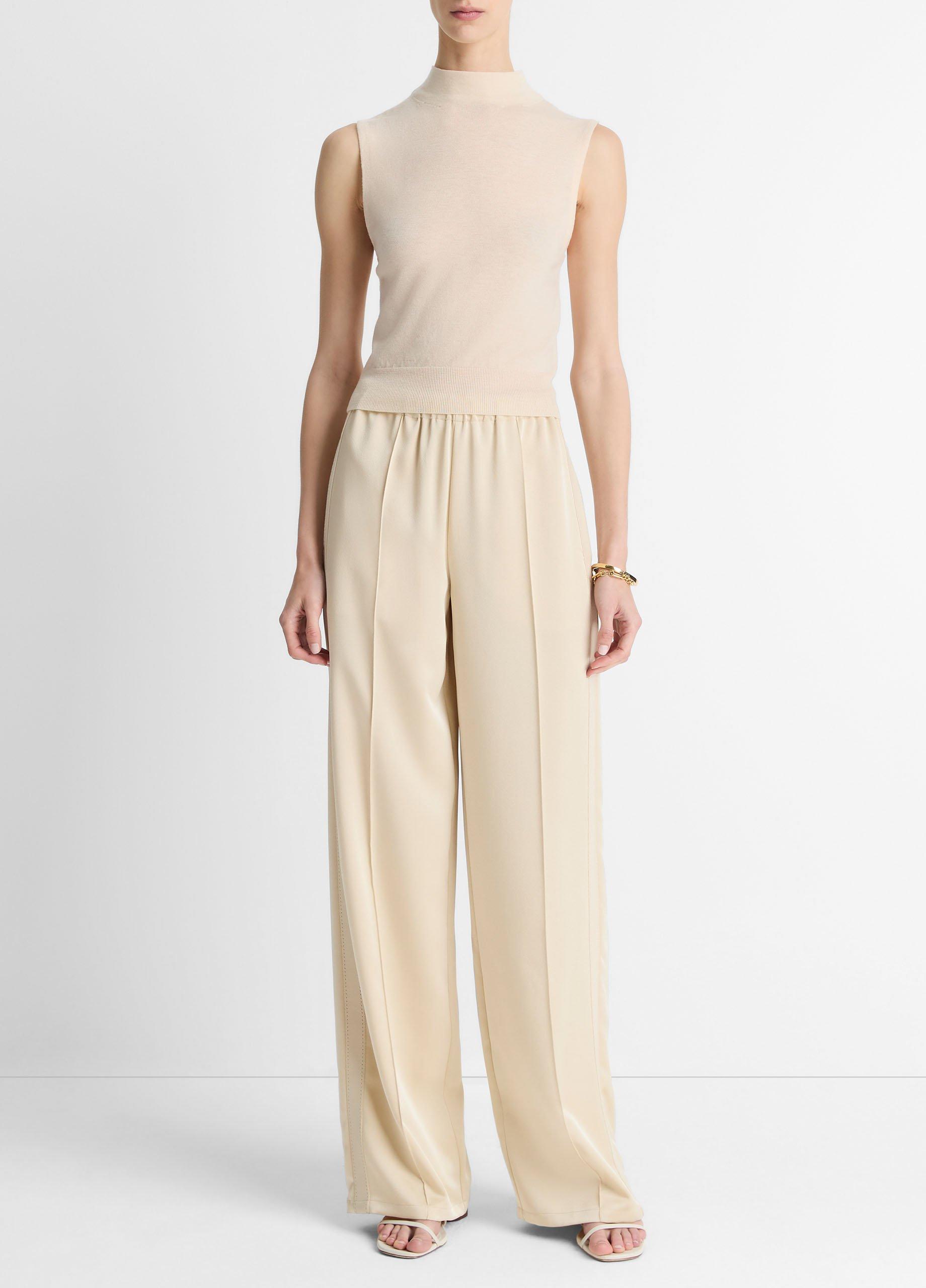 Wool-Blend Sleeveless Mock-Neck Sweater image number 3