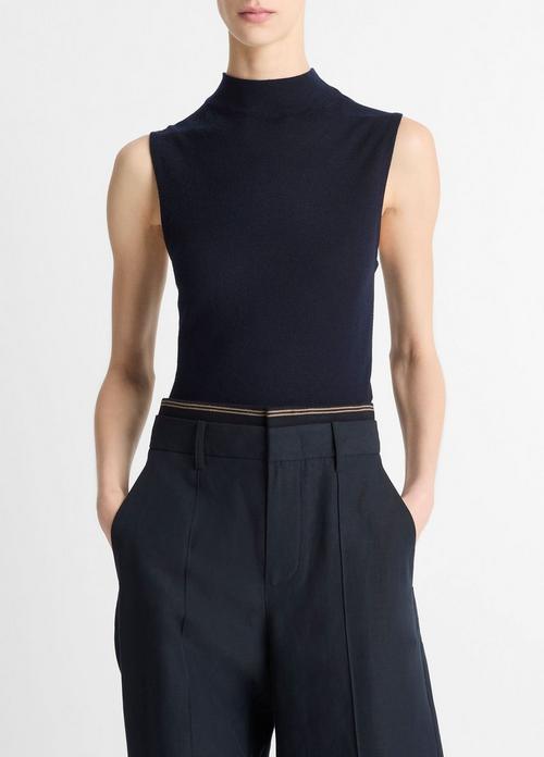 Wool-Blend Sleeveless Mock-Neck Sweater