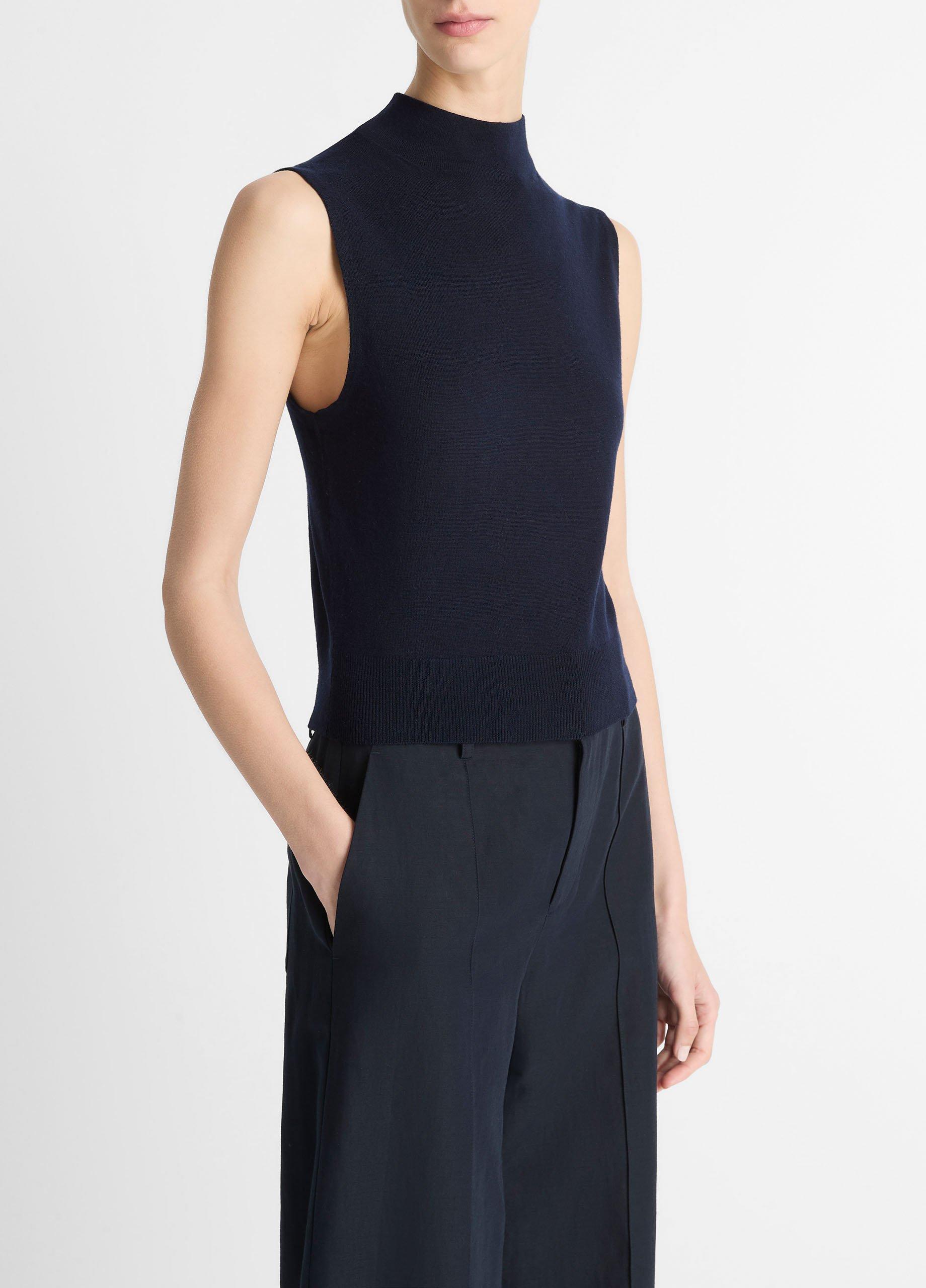 Wool-Blend Sleeveless Mock-Neck Sweater image number 1